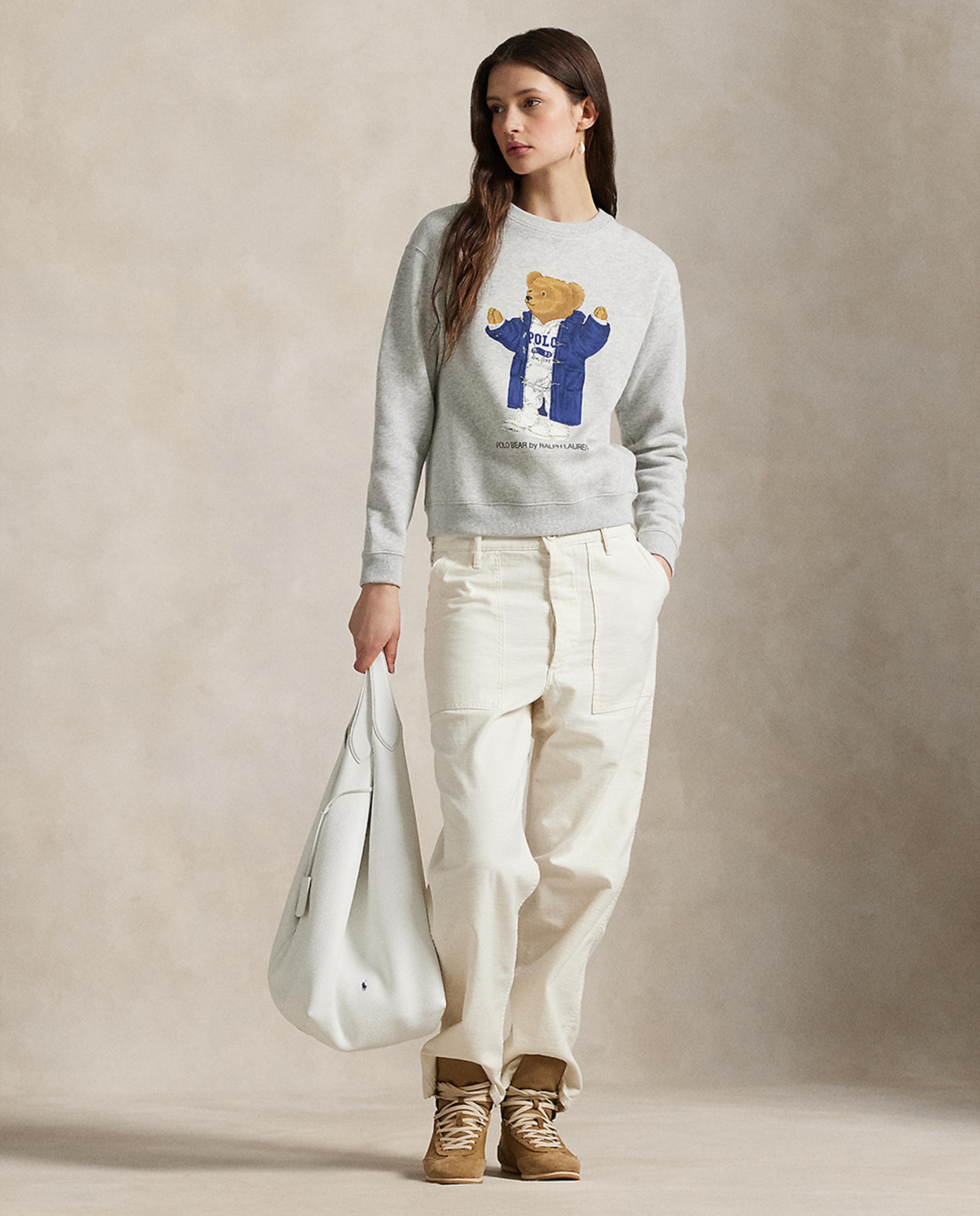 Sweatshirt de felpa com Polo Bear Cinzento-claro-6