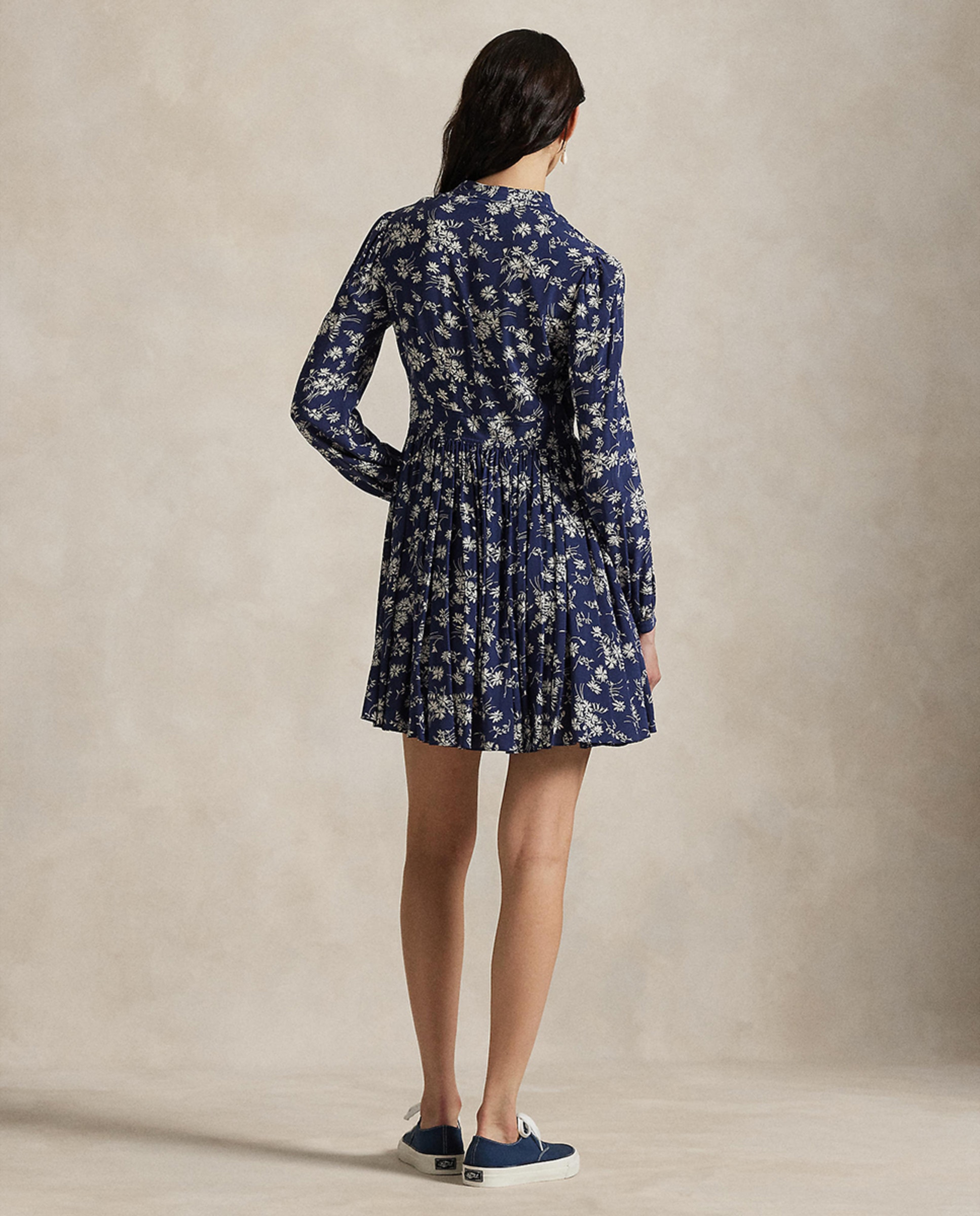 Vestido curto com estampado Azul-marinho-3