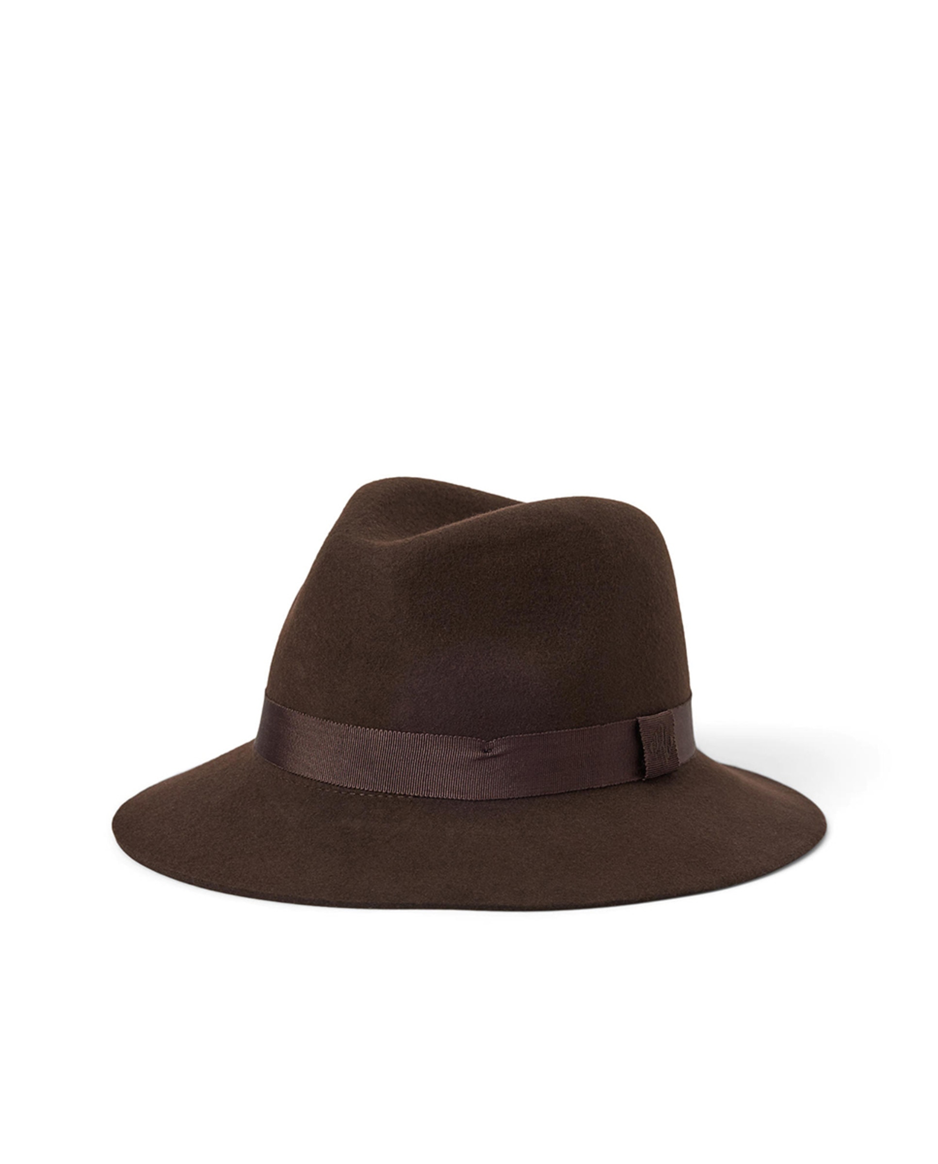 Chapéu Fedora de Lã com Debruado Castanho-escuro-1