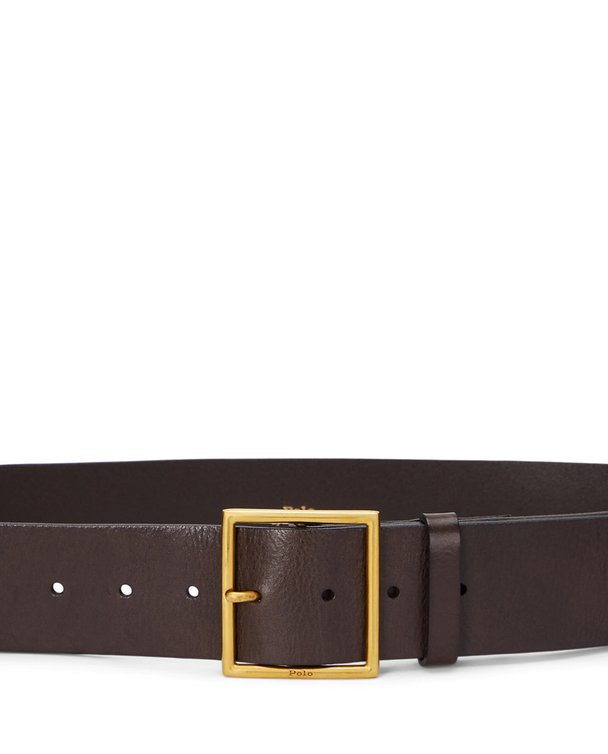 Cinto Largo em Pele com Fivela Castanho-escuro-2