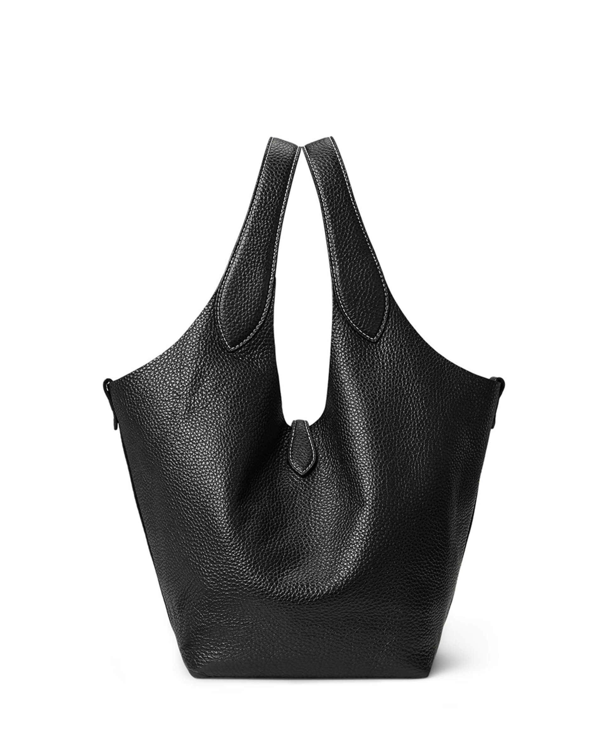 Mala de Ombro Tipo Tote em Pele Preto-4