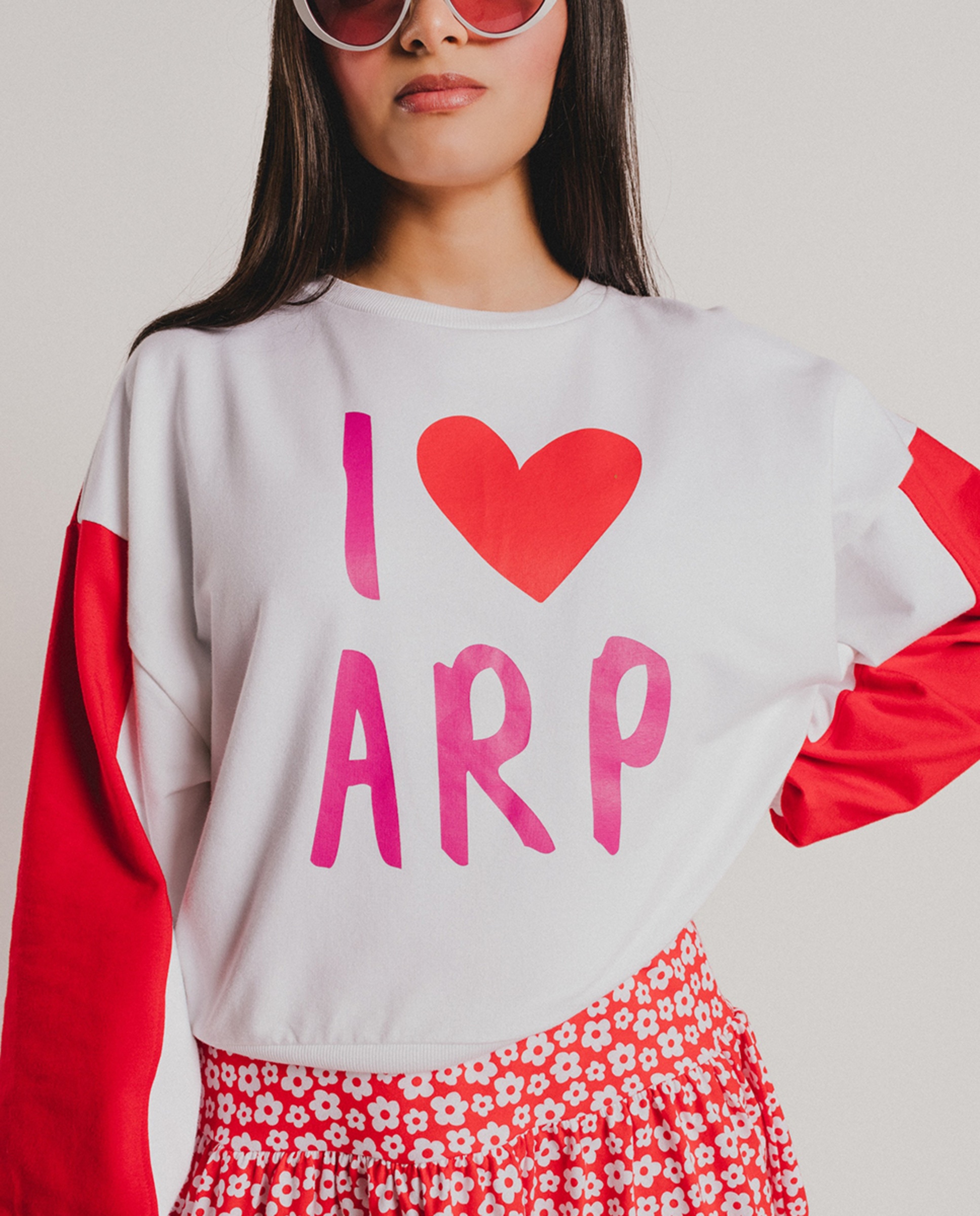 Sweatshirt de mulher com manga comprida e decote redondo Branco-1