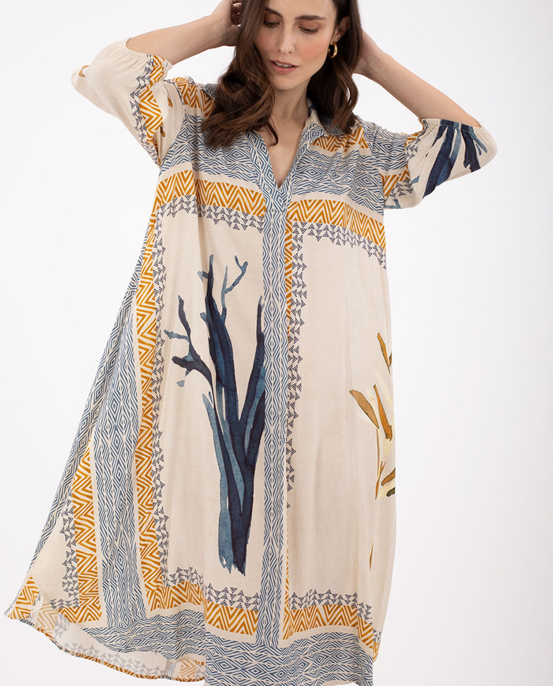 Vestido Camiseiro com Estampado Multicolor-5