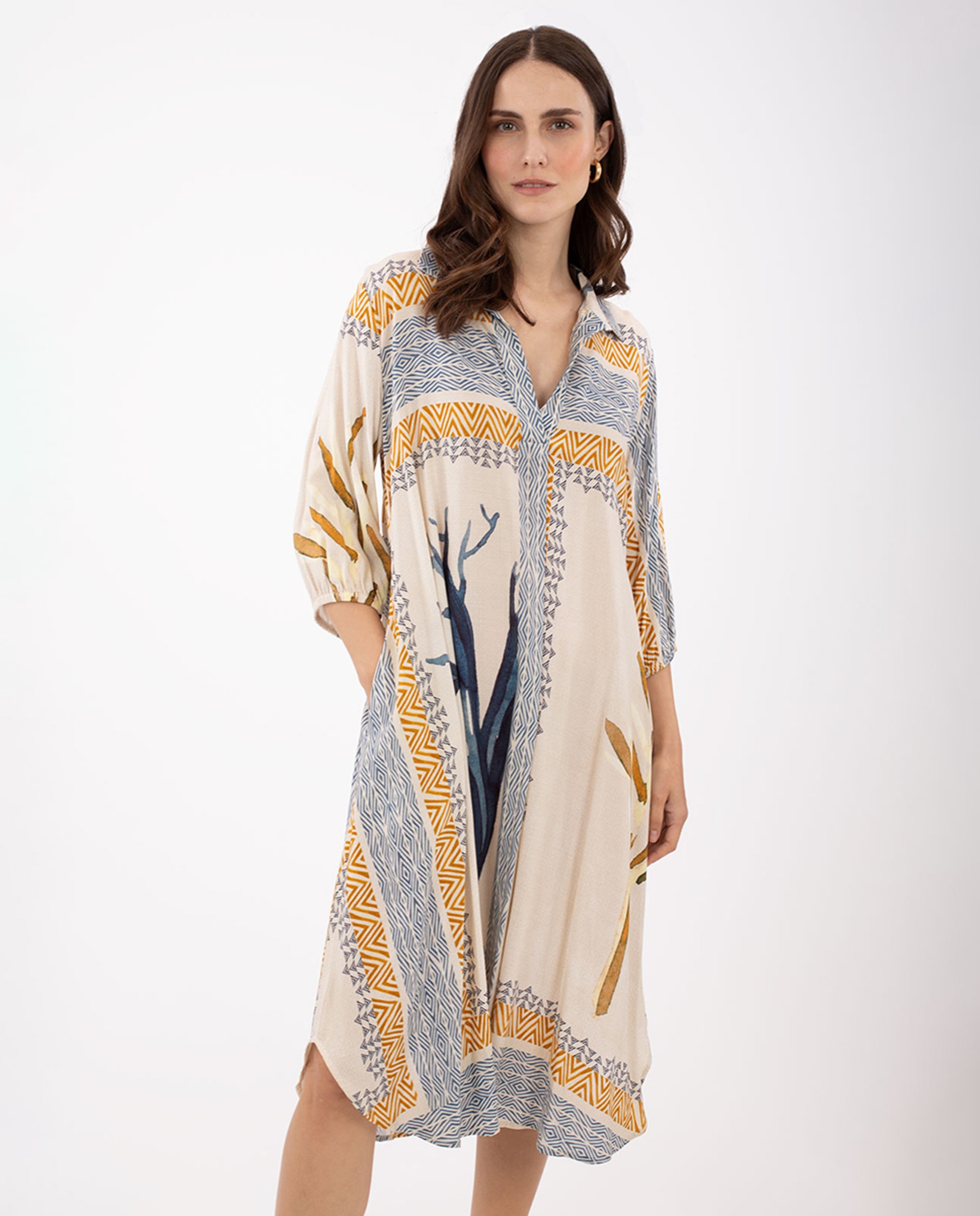 Vestido Camiseiro com Estampado Multicolor-3
