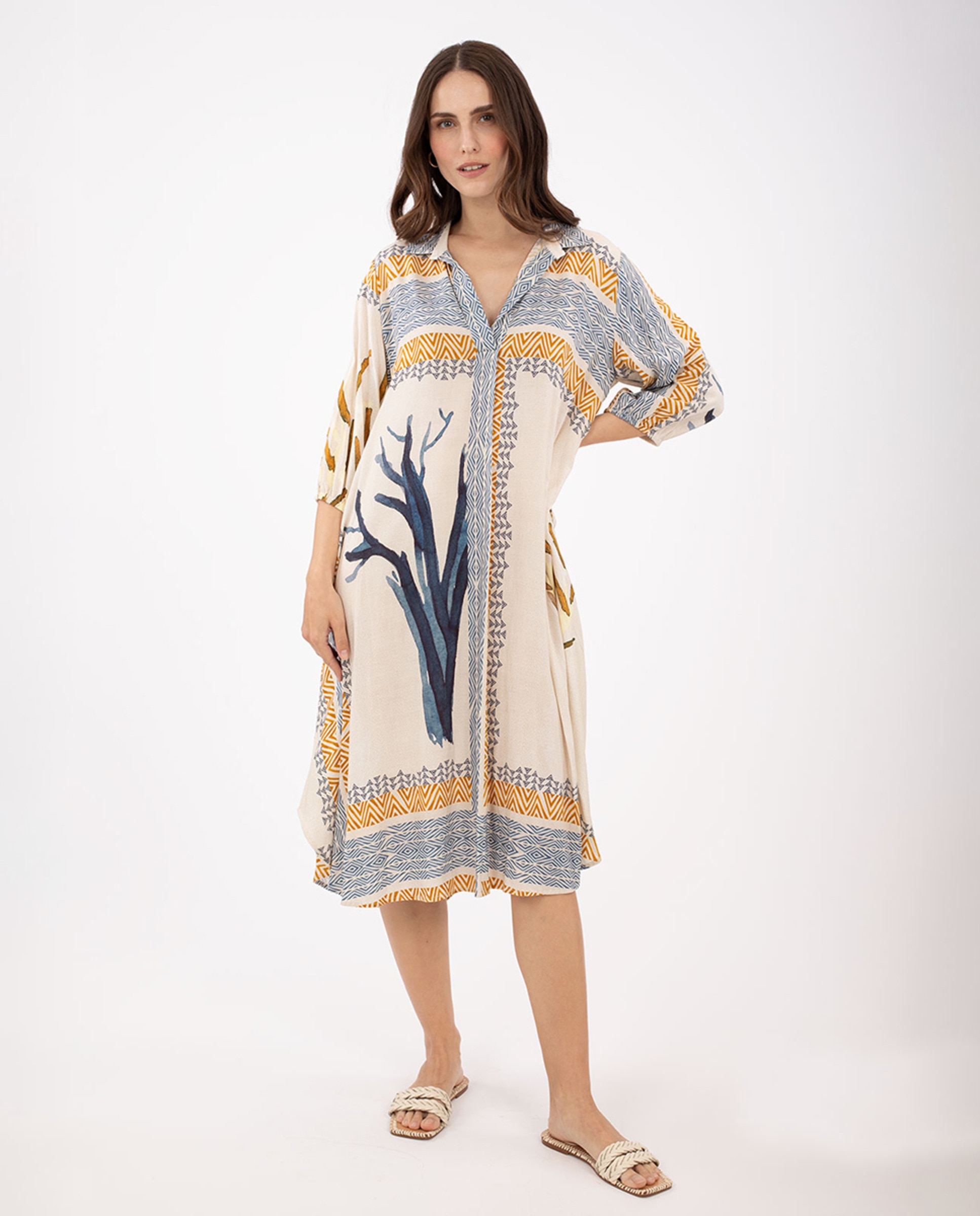 Vestido Camiseiro com Estampado Multicolor-1