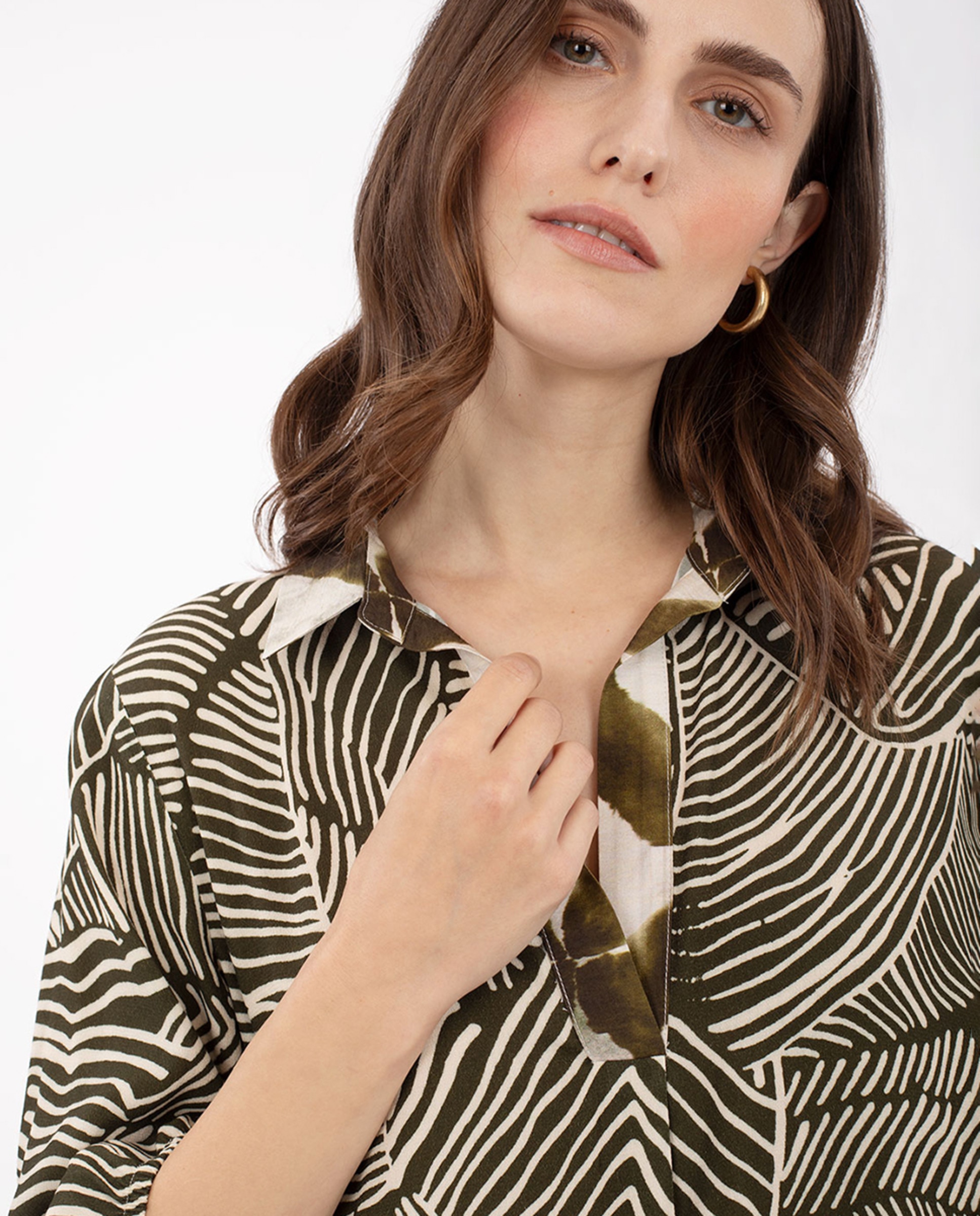 Vestido Estampado Vaporoso Caqui-5