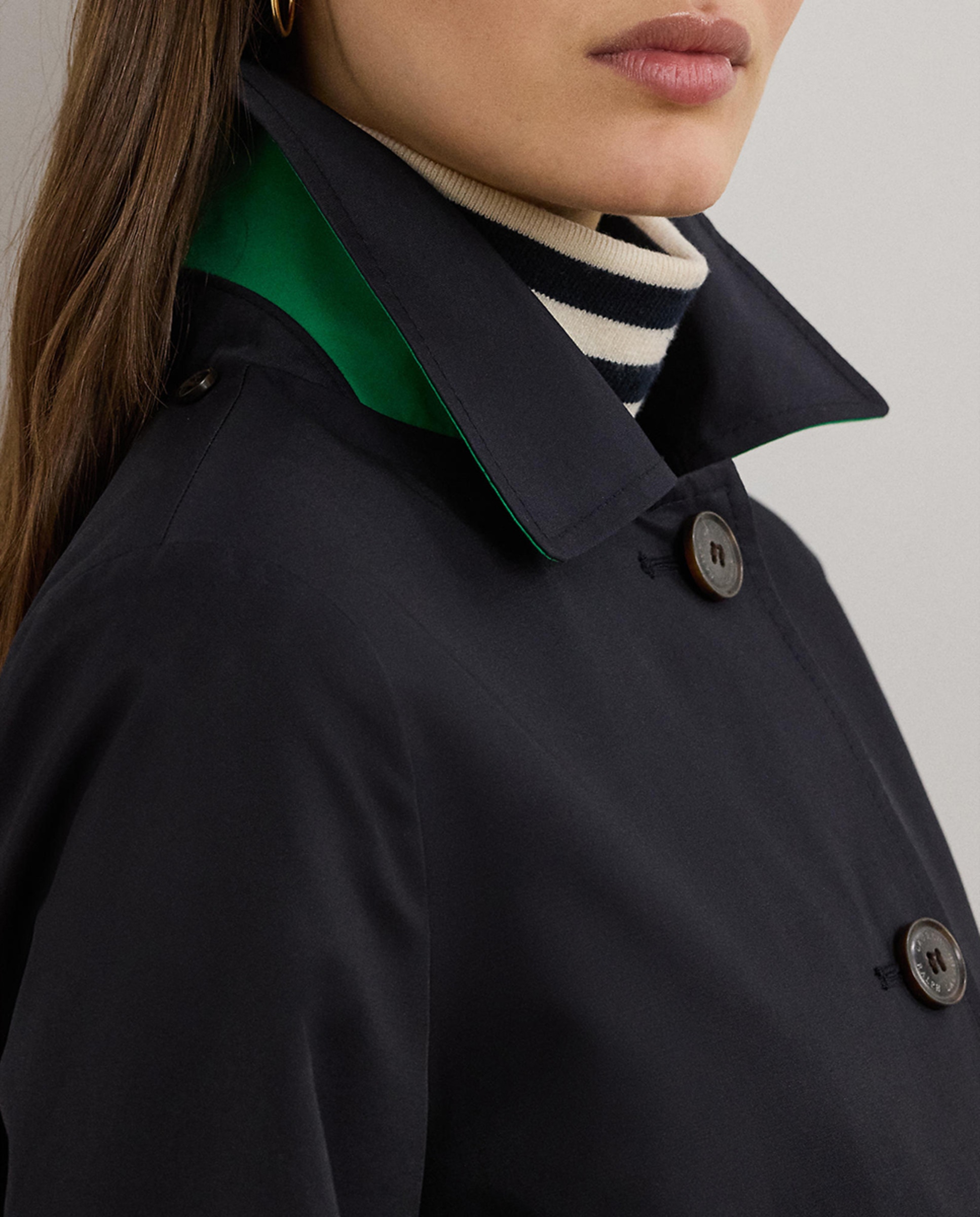 Gabardine em Mistura de Algodão com Capuz Amovível Azul-marinho-4