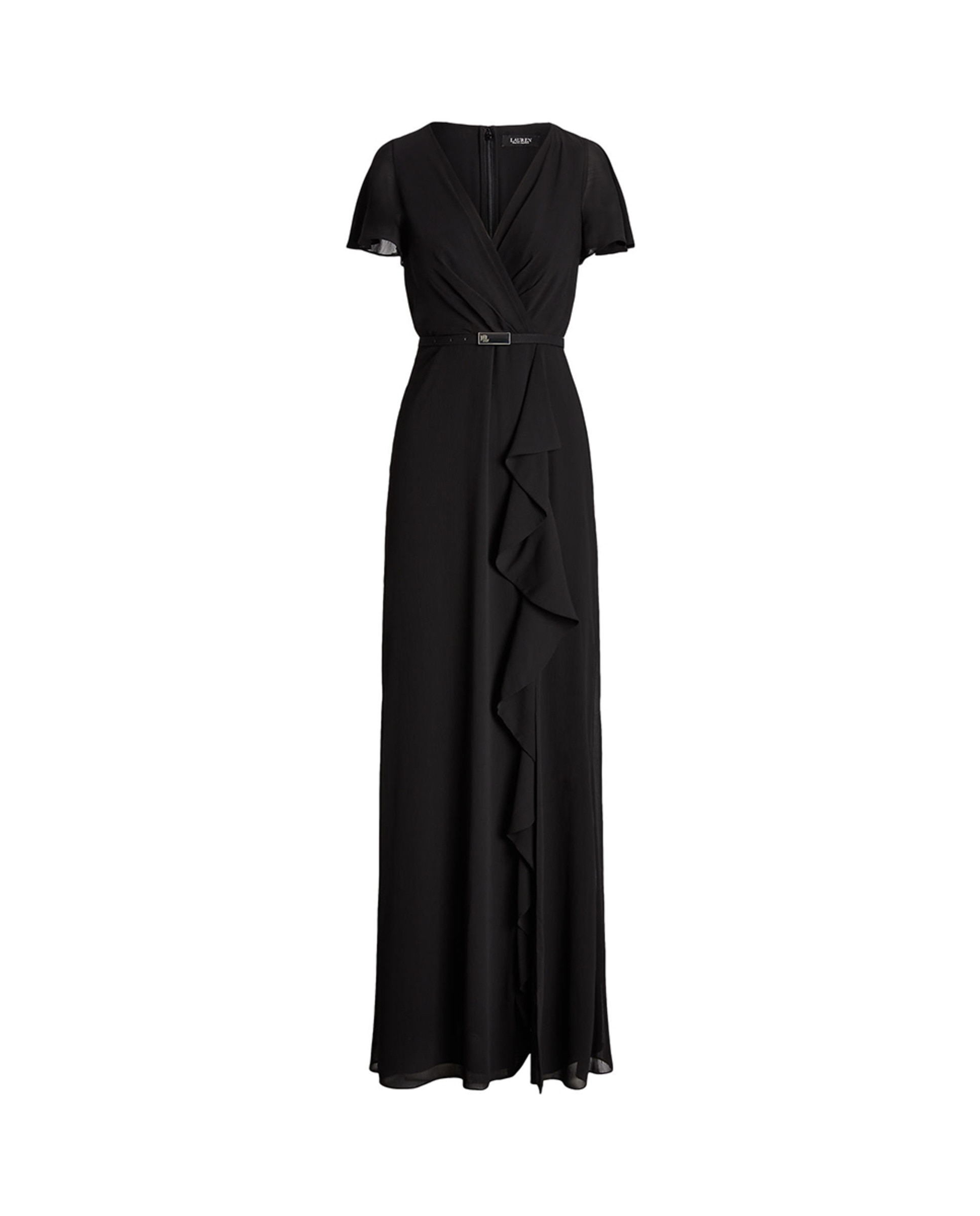 Vestido Comprido Georgette Vaporoso Preto-5
