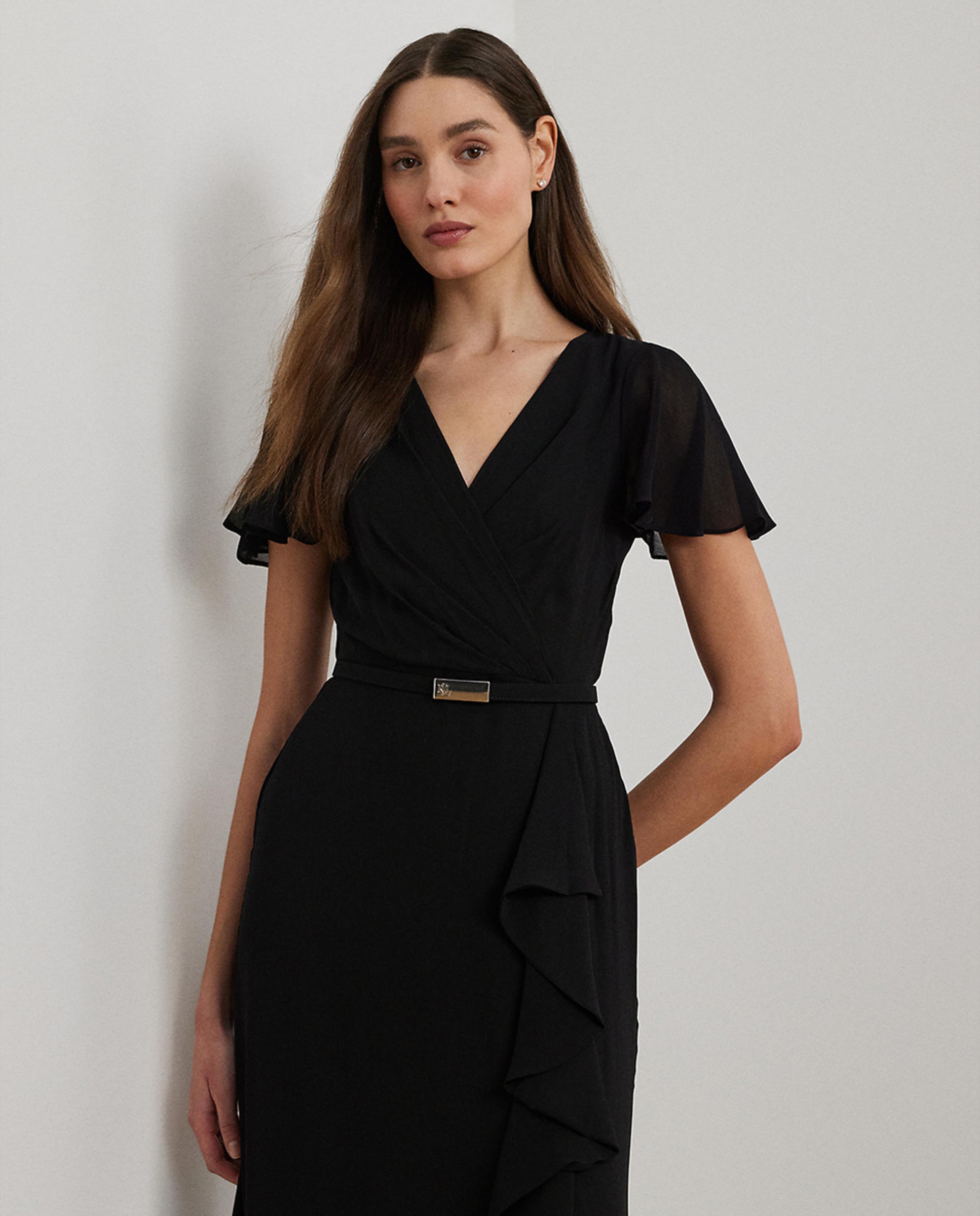 Vestido Comprido Georgette Vaporoso Preto-6