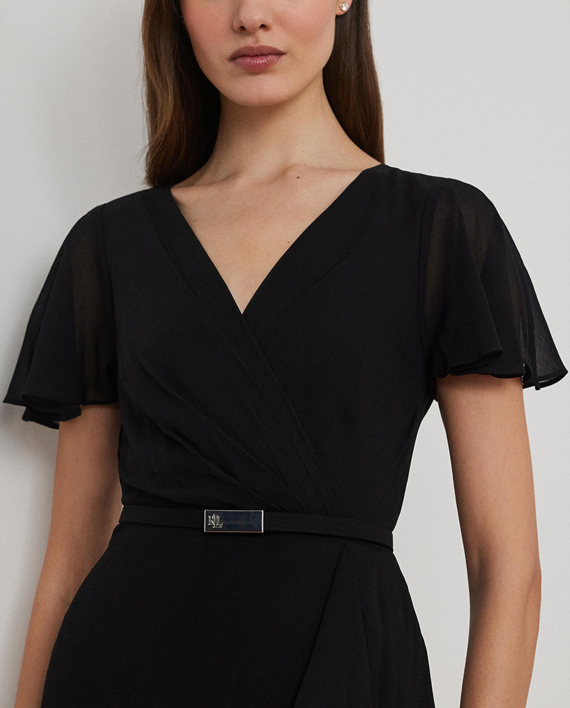 Vestido Comprido Georgette Vaporoso Preto-4