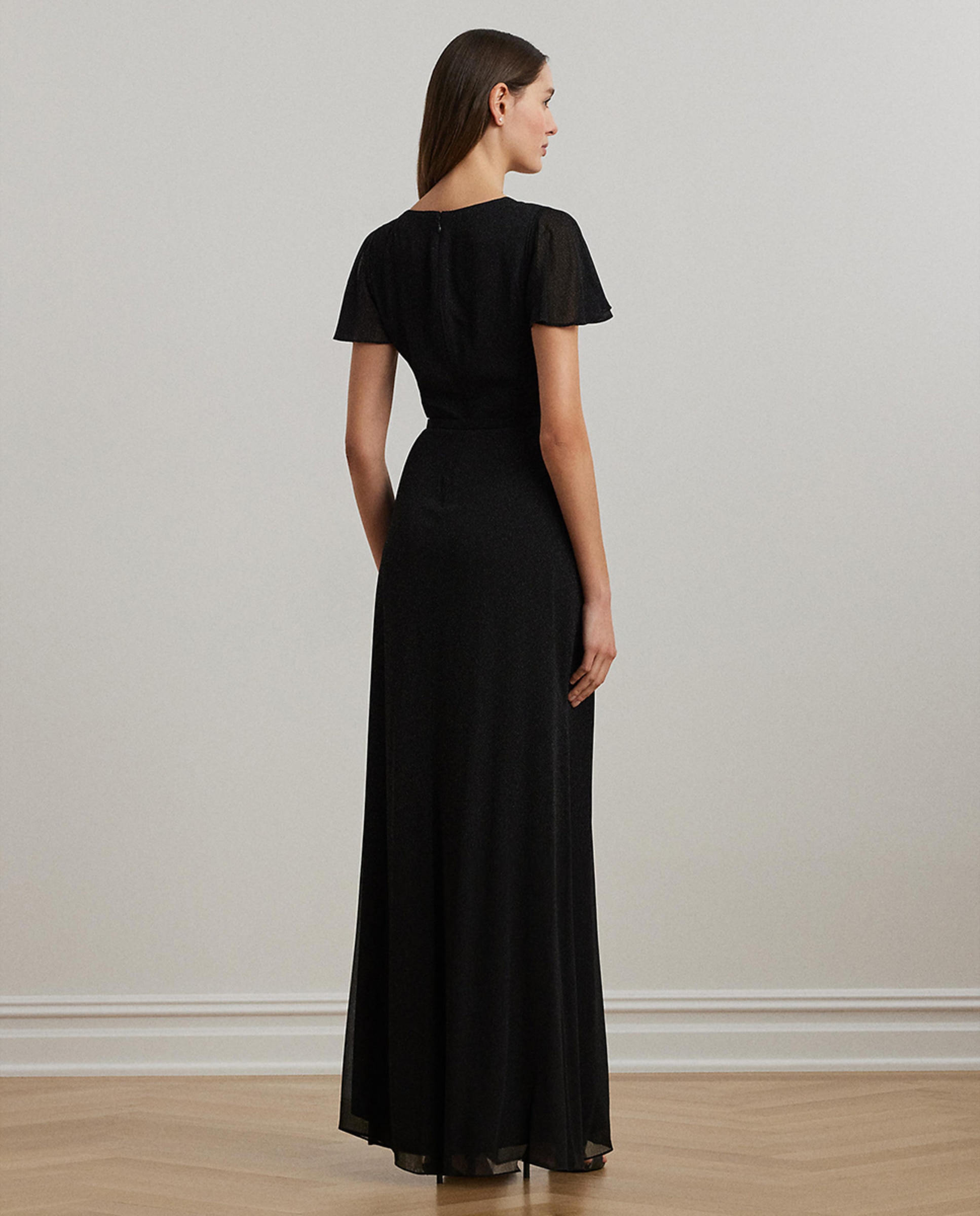 Vestido Comprido Georgette Vaporoso Preto-3
