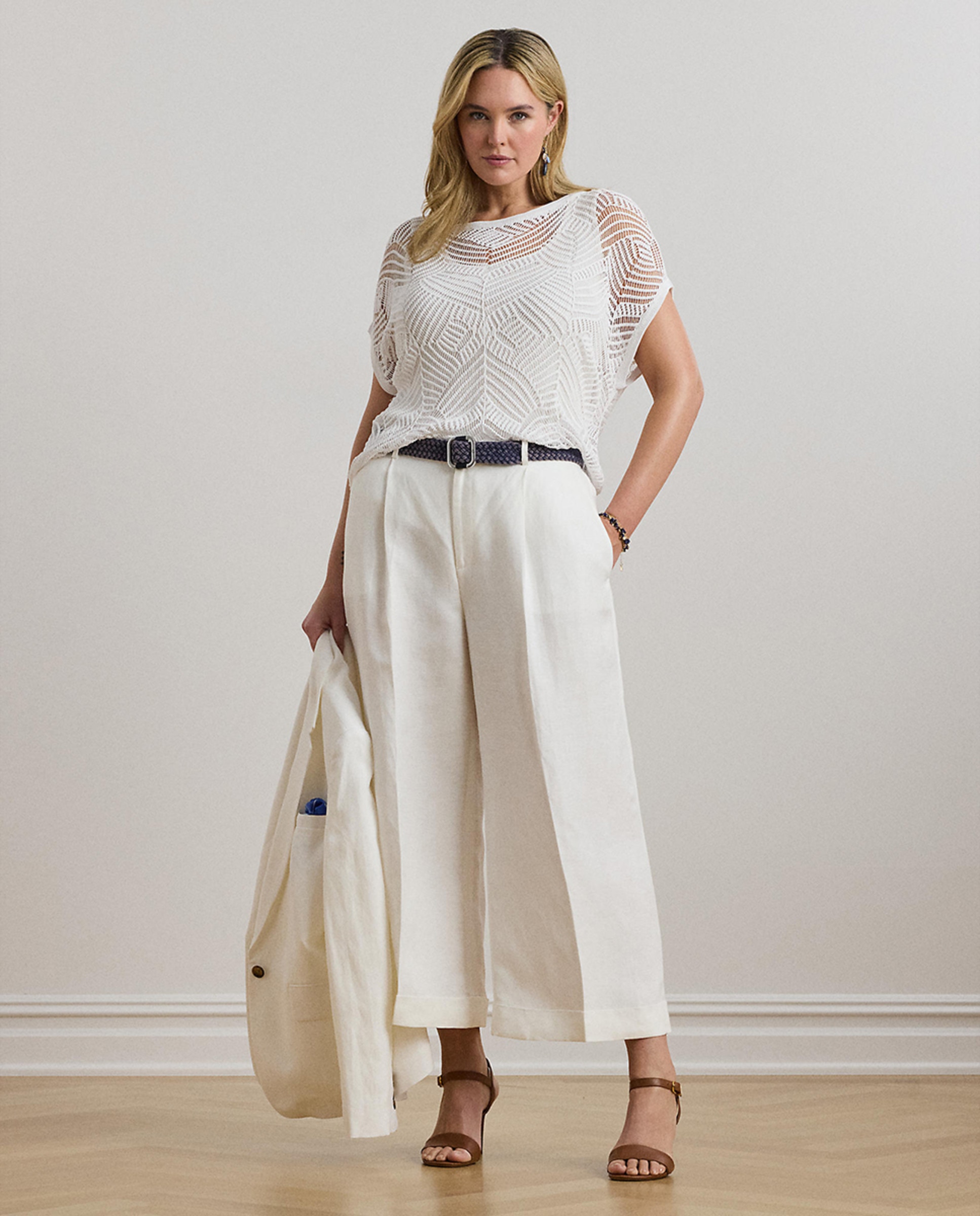 Camisola de Malha com Manga Curta Branco-6
