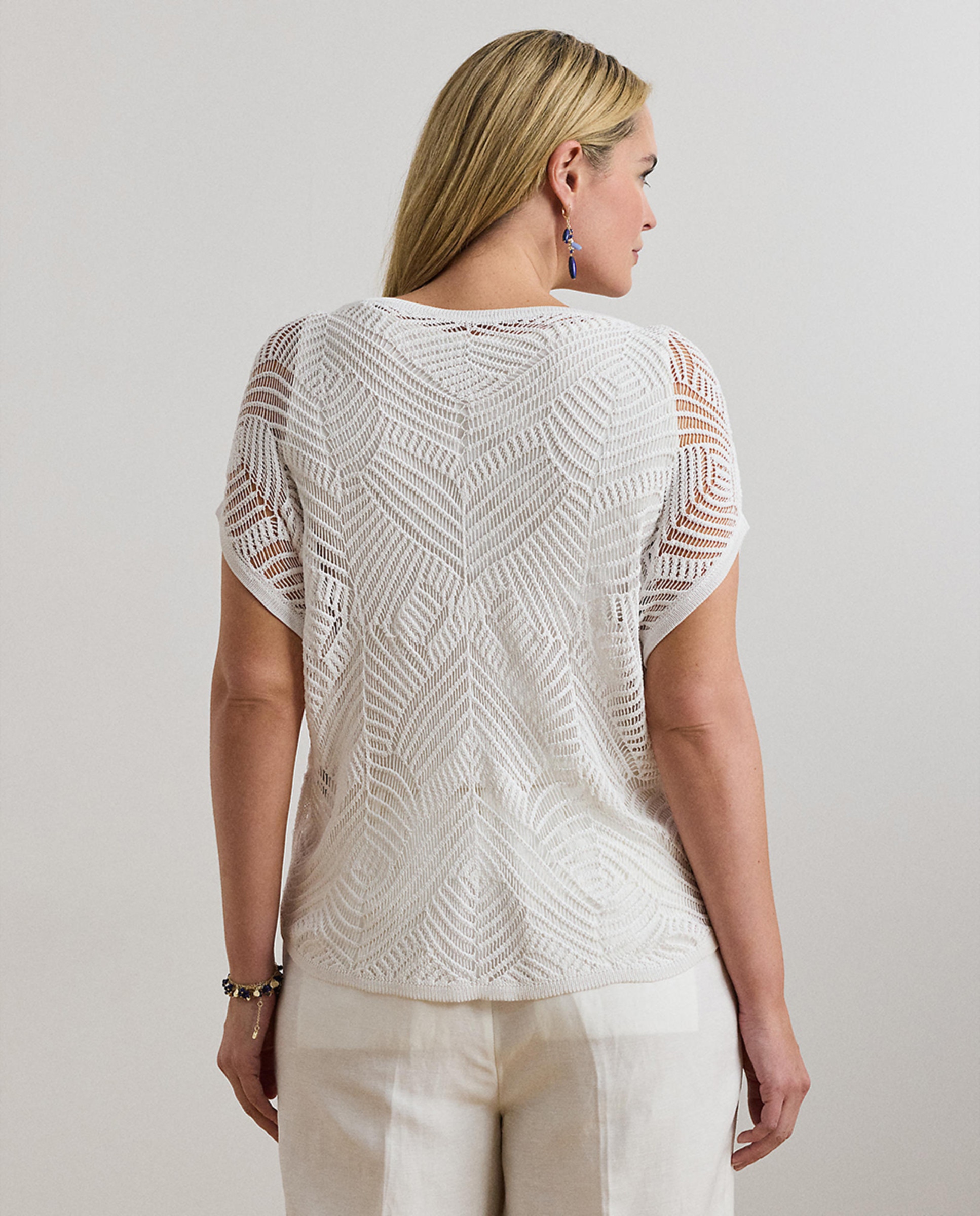 Camisola de Malha com Manga Curta Branco-3