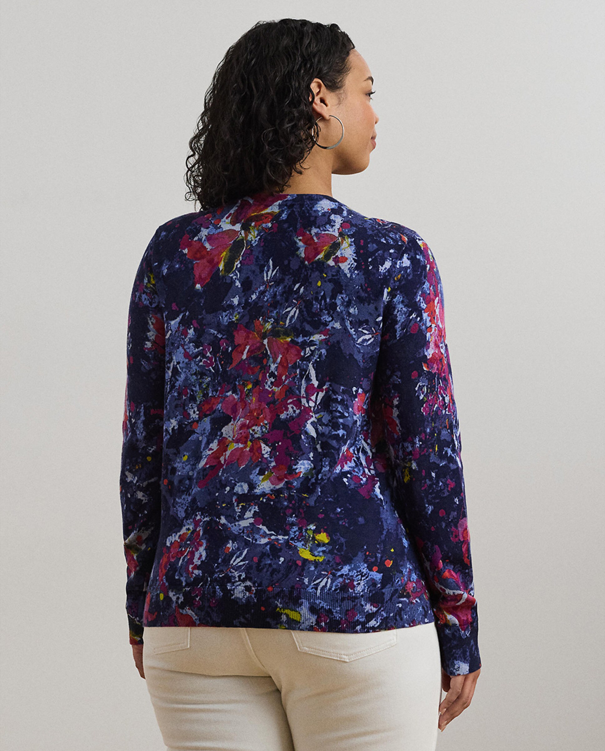 Camisola de malha de mulher com estampado Azul-3