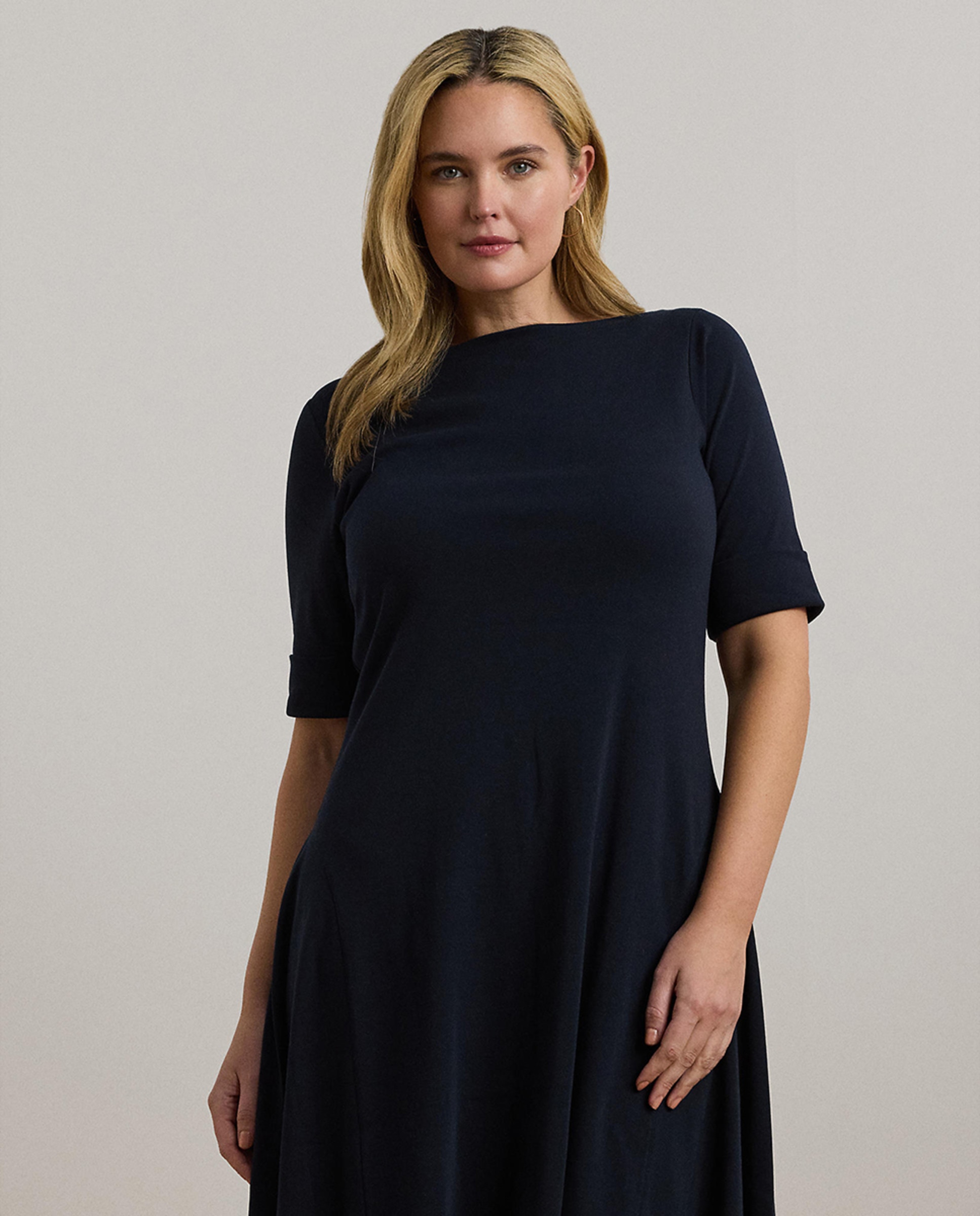 Vestido midi de algodão Azul-marinho-6