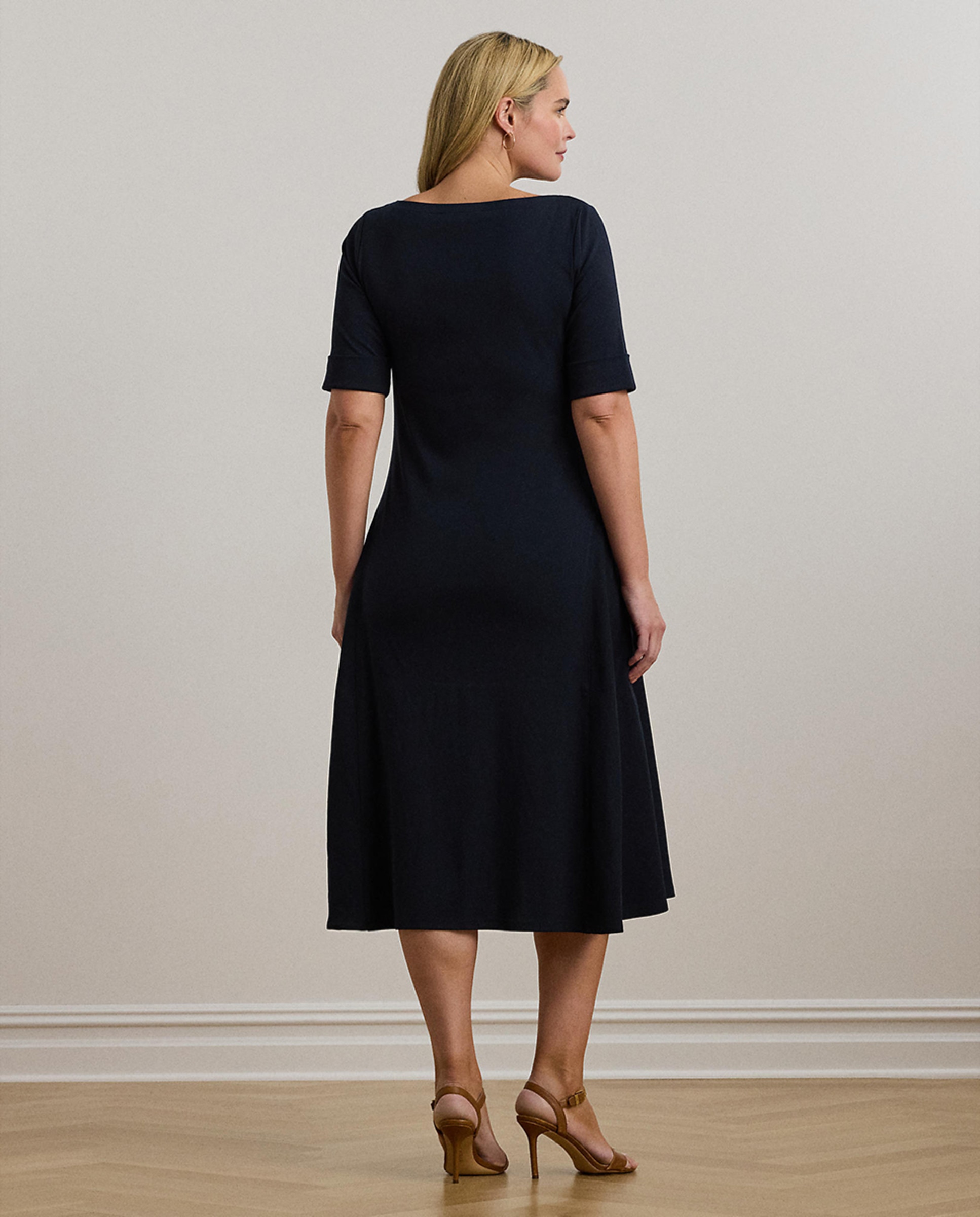 Vestido midi de algodão Azul-marinho-3