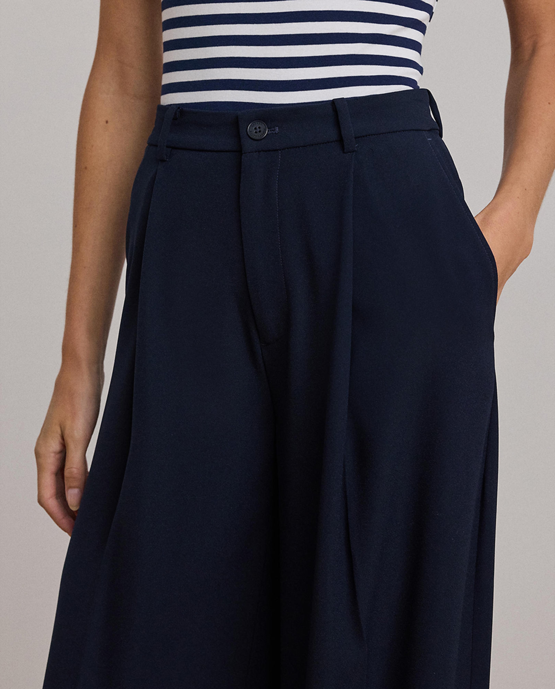 Calças Largas Azul-marinho-4