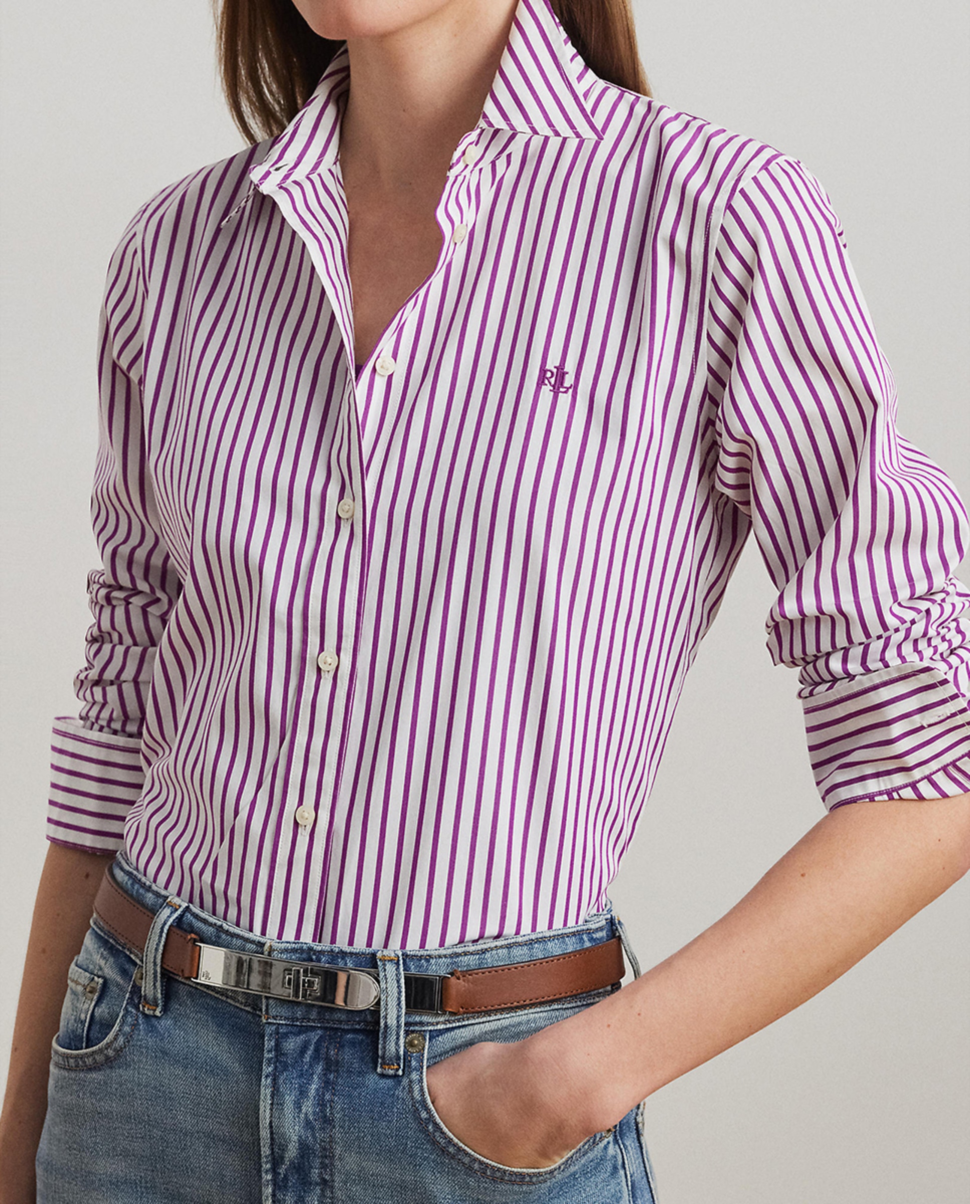 Camisa de Algodão Classic Fit Roxo-4