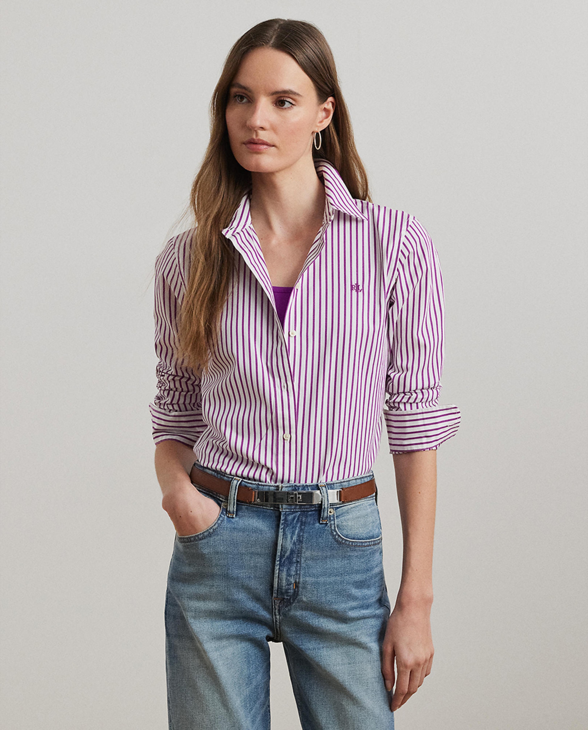 Camisa de Algodão Classic Fit Roxo-1