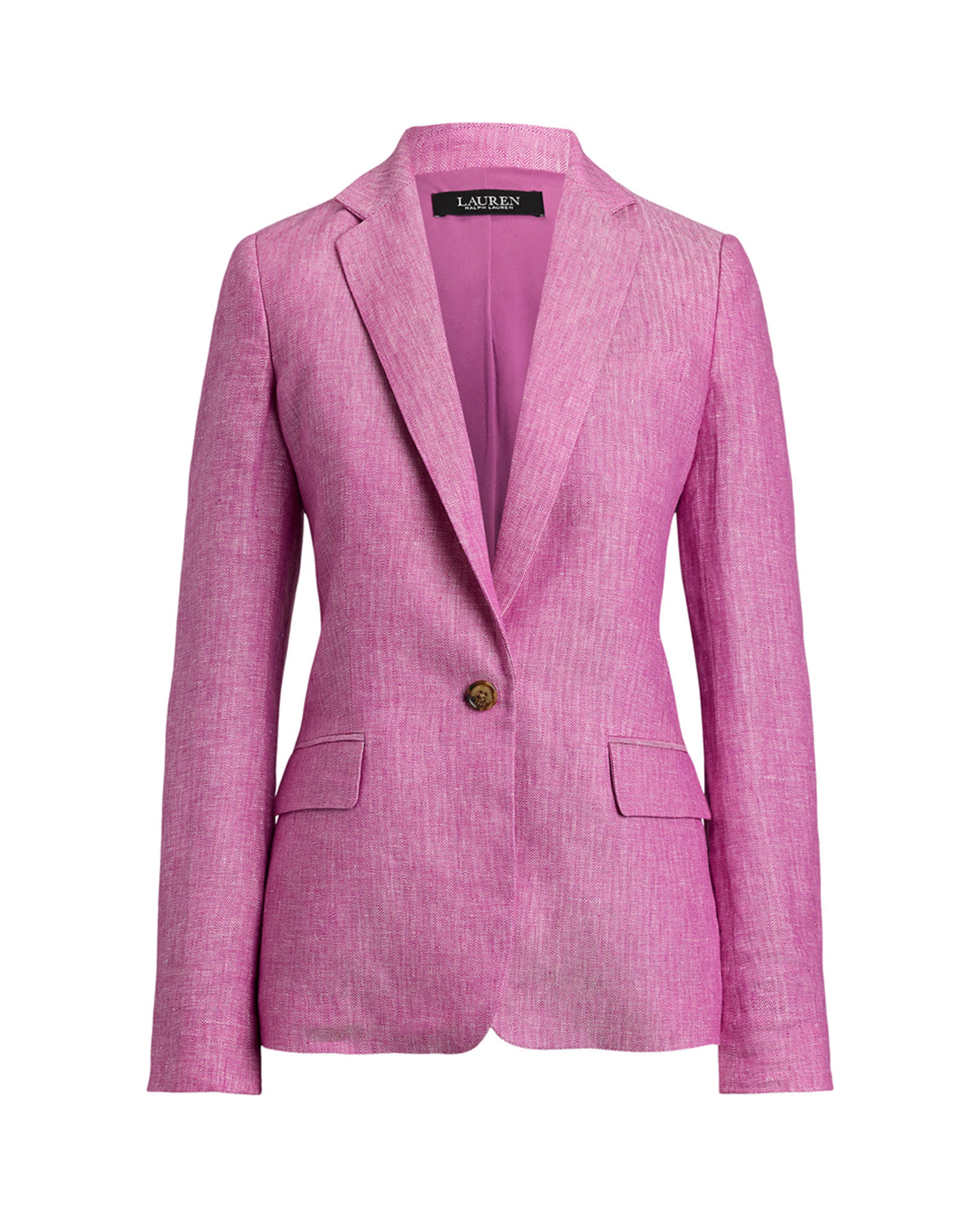 Blazer de Linho com Abotoadura Simples Rosa-6