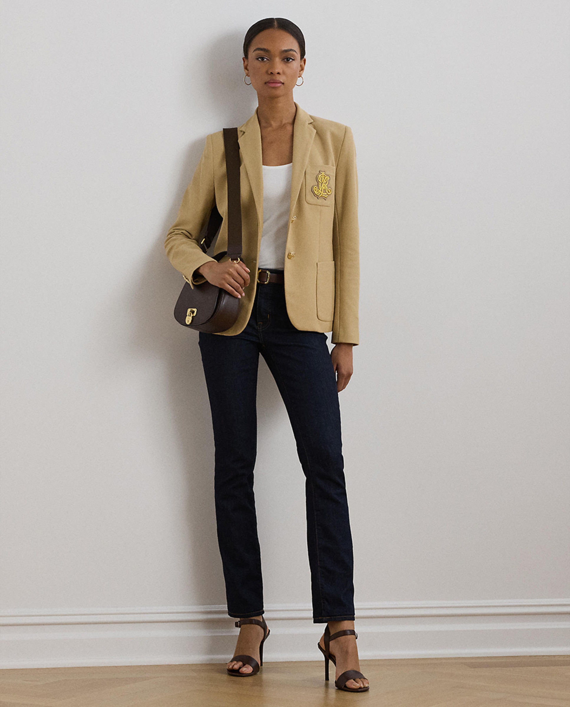 Blazer com Logótipo da Marca Bege-7
