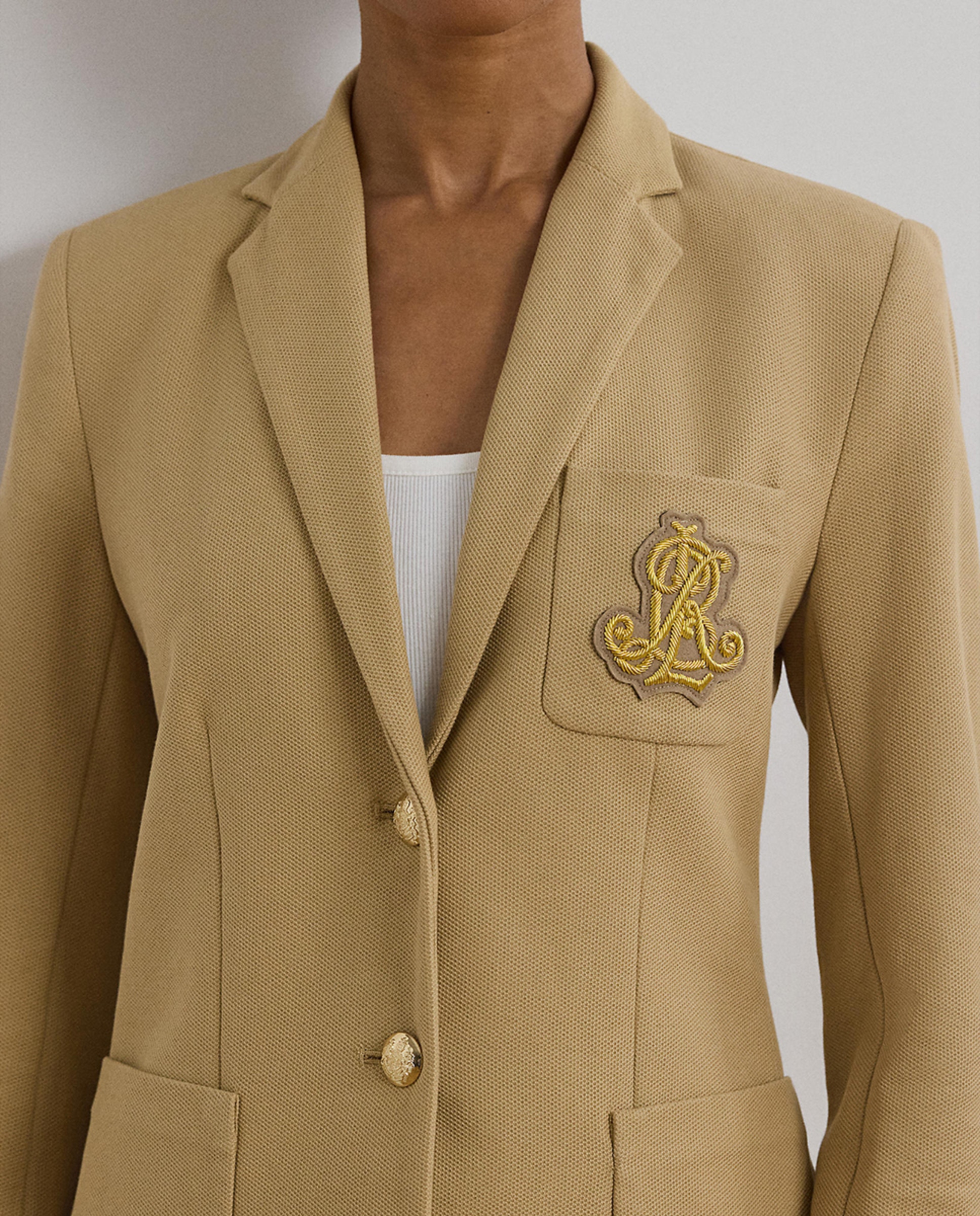 Blazer com Logótipo da Marca Bege-4