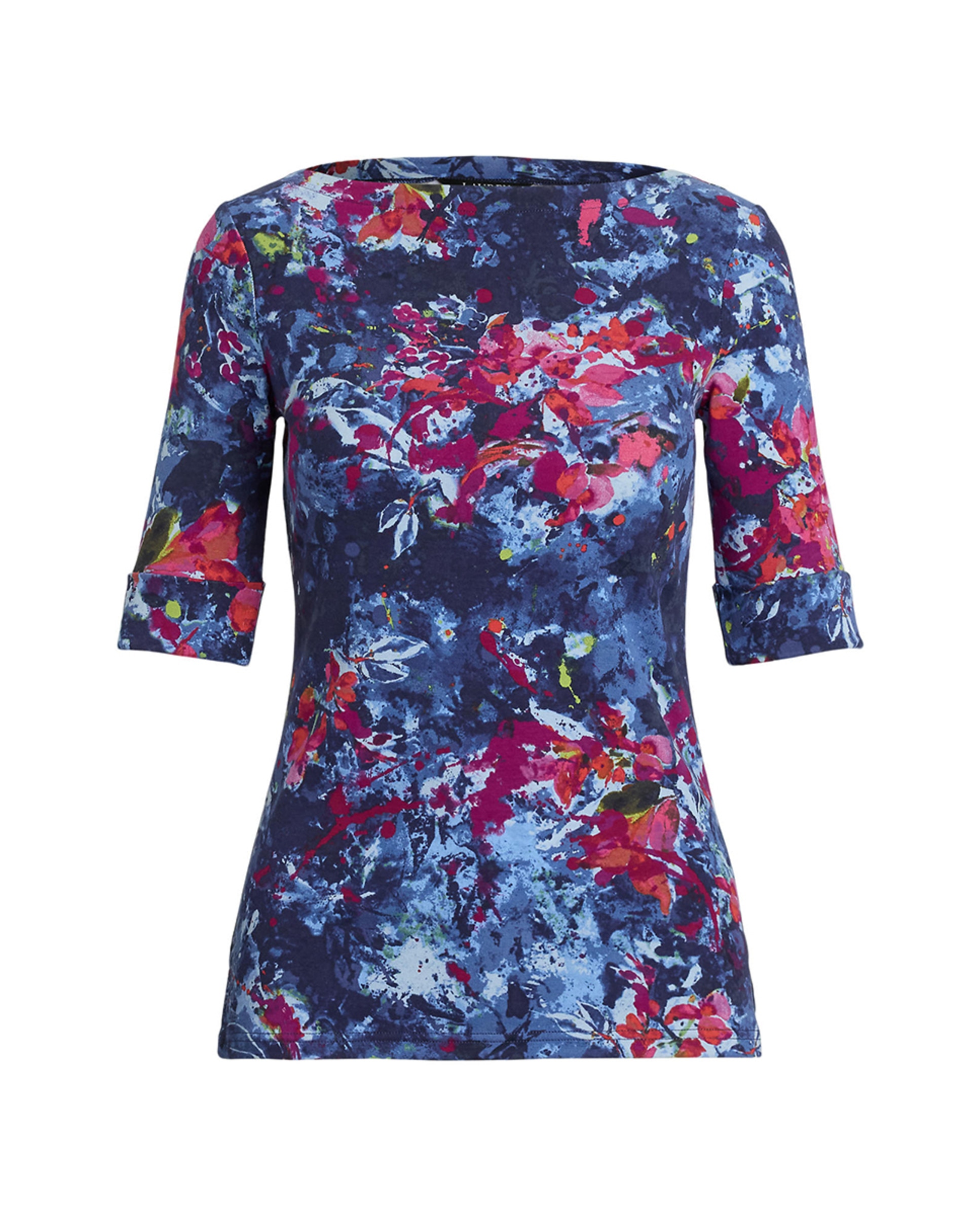 T-shirt de Algodão Estampada Azul-5
