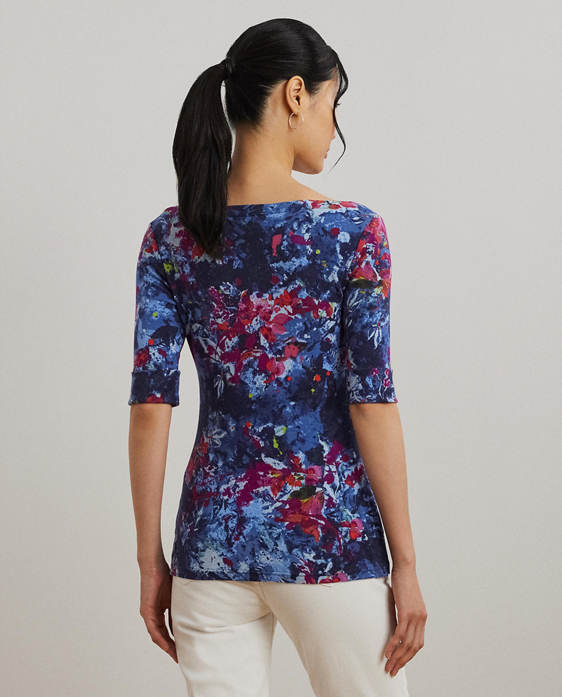 T-shirt de Algodão Estampada Azul-3