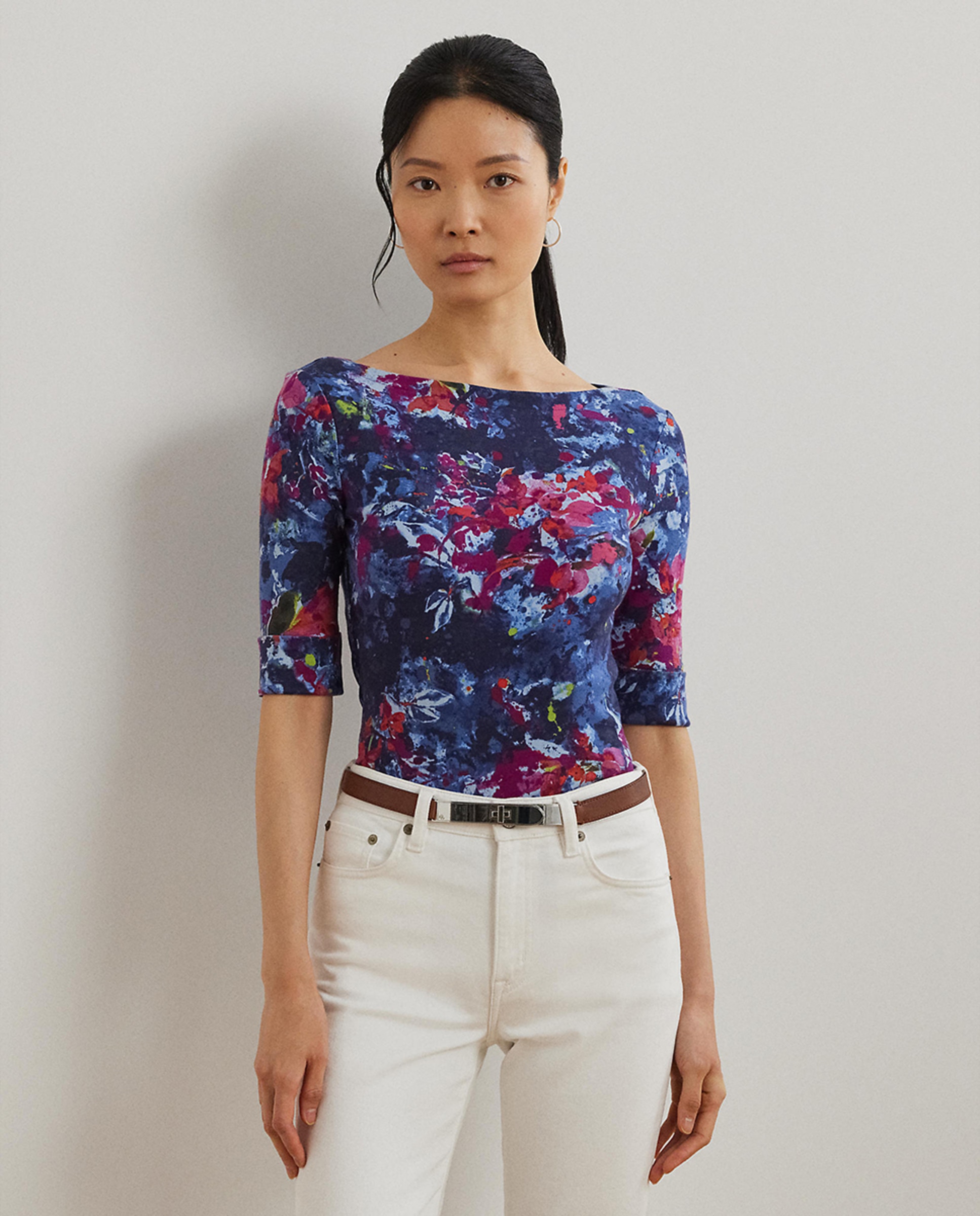 T-shirt de Algodão Estampada Azul-1