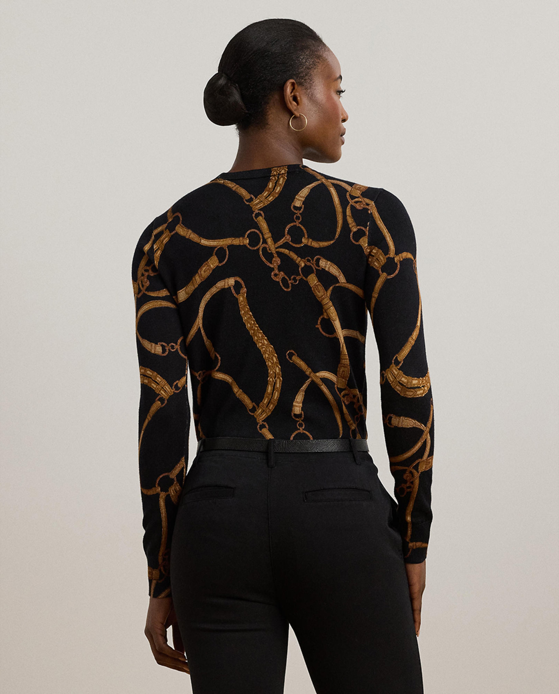 Camisola de Malha de Manga Comprida com Estampado Preto-3