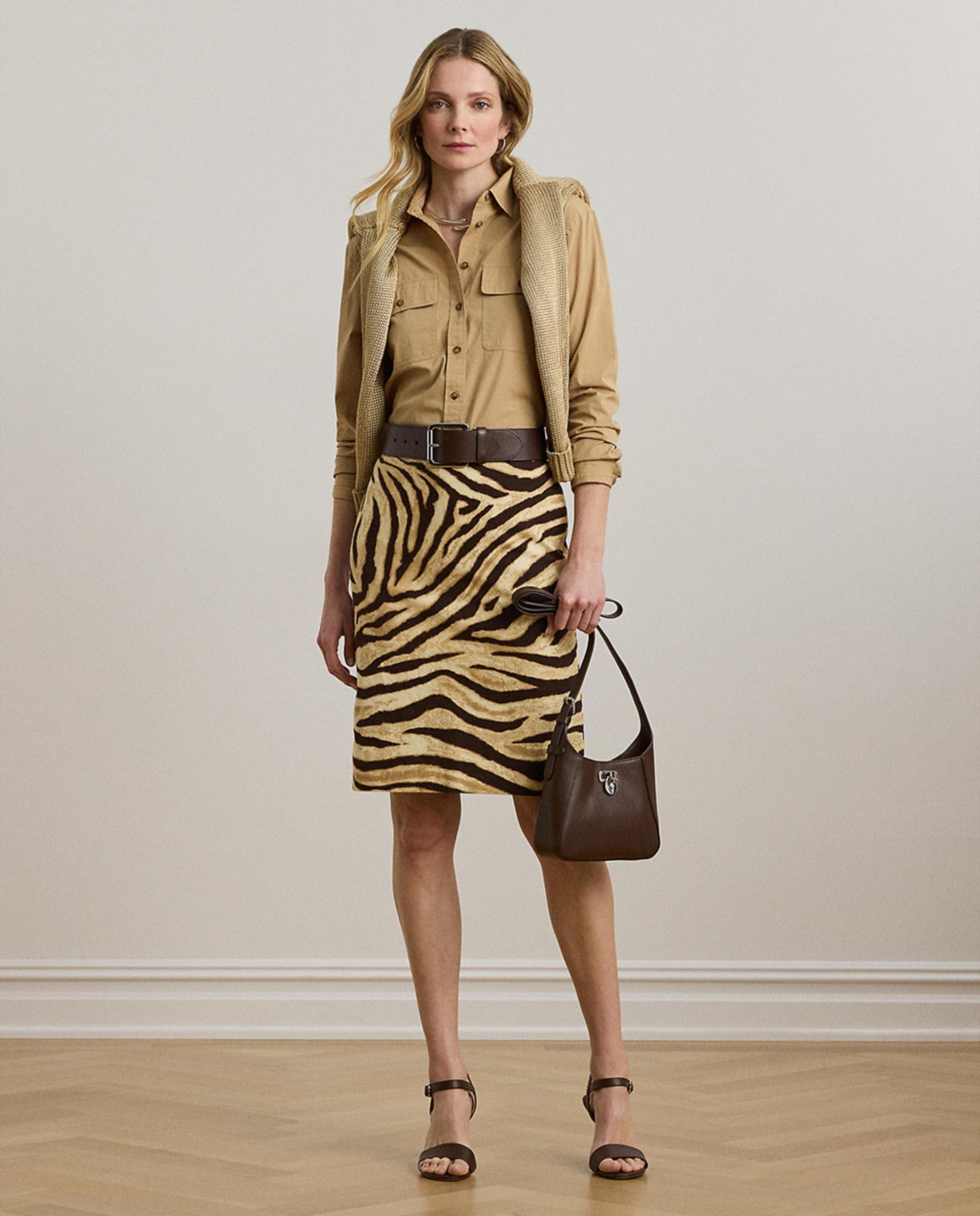 Saia Tubo com Estampado Creme-1