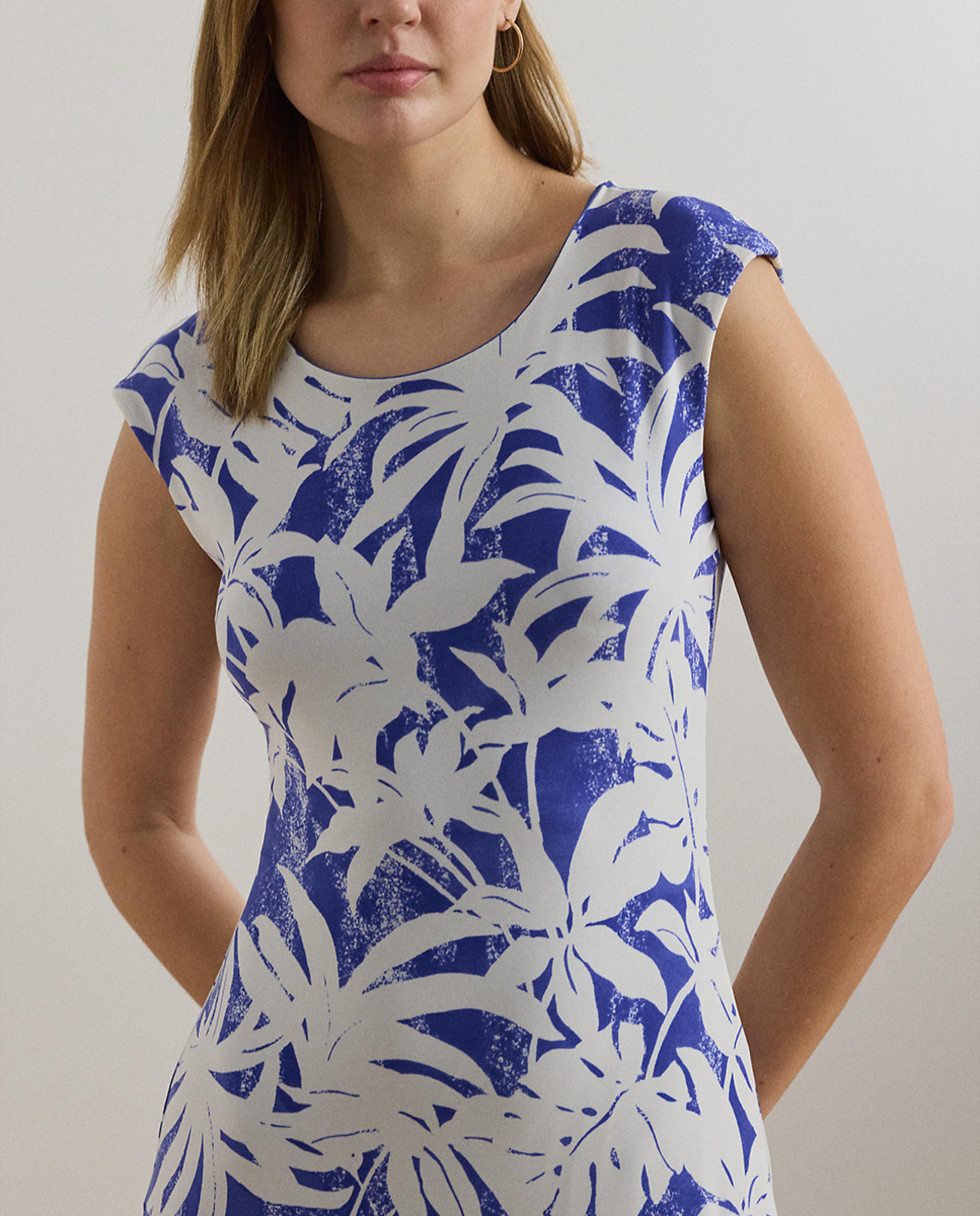 Vestido midi de manga curta Azul-índigo-4