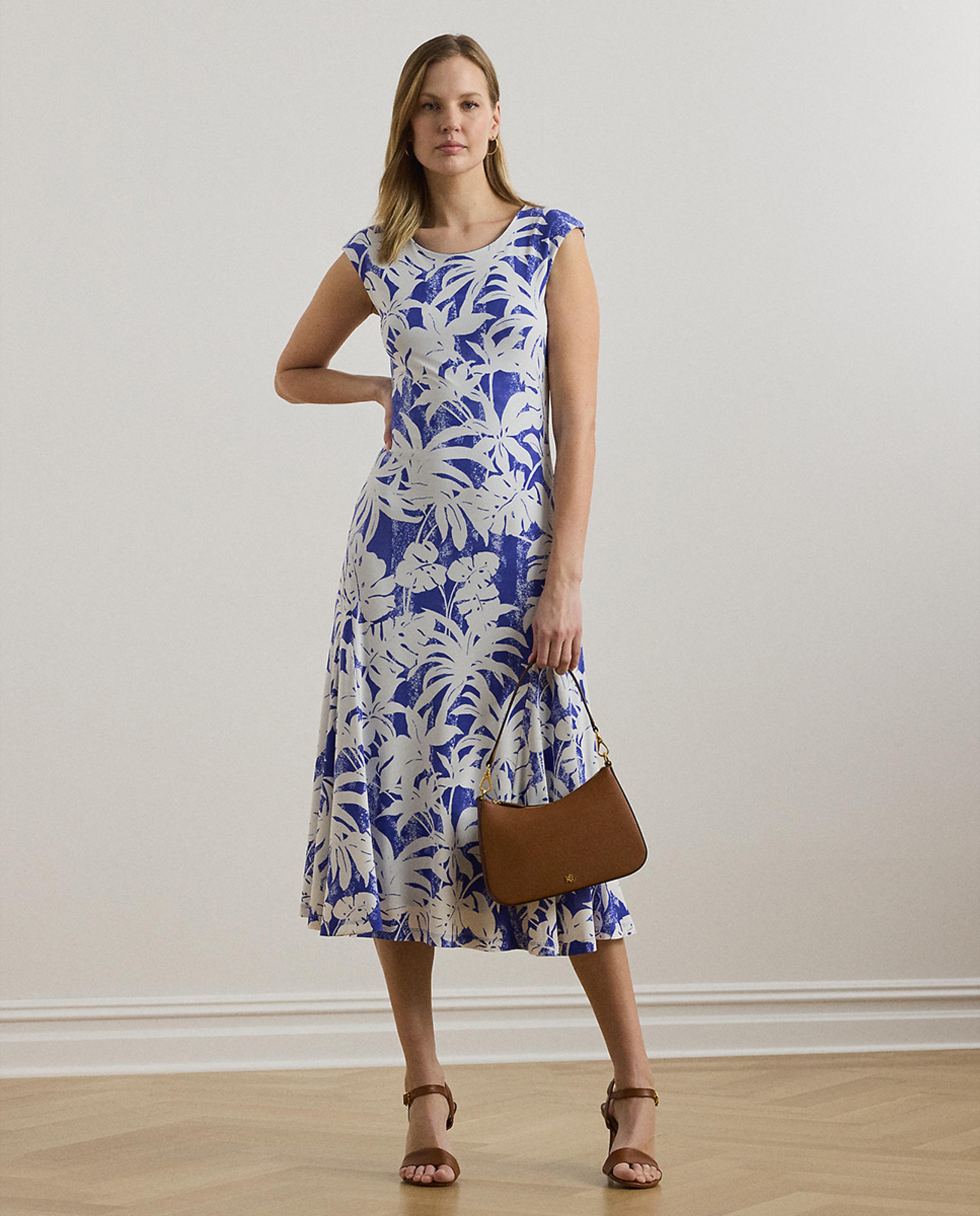 Vestido midi de manga curta Azul-índigo-1