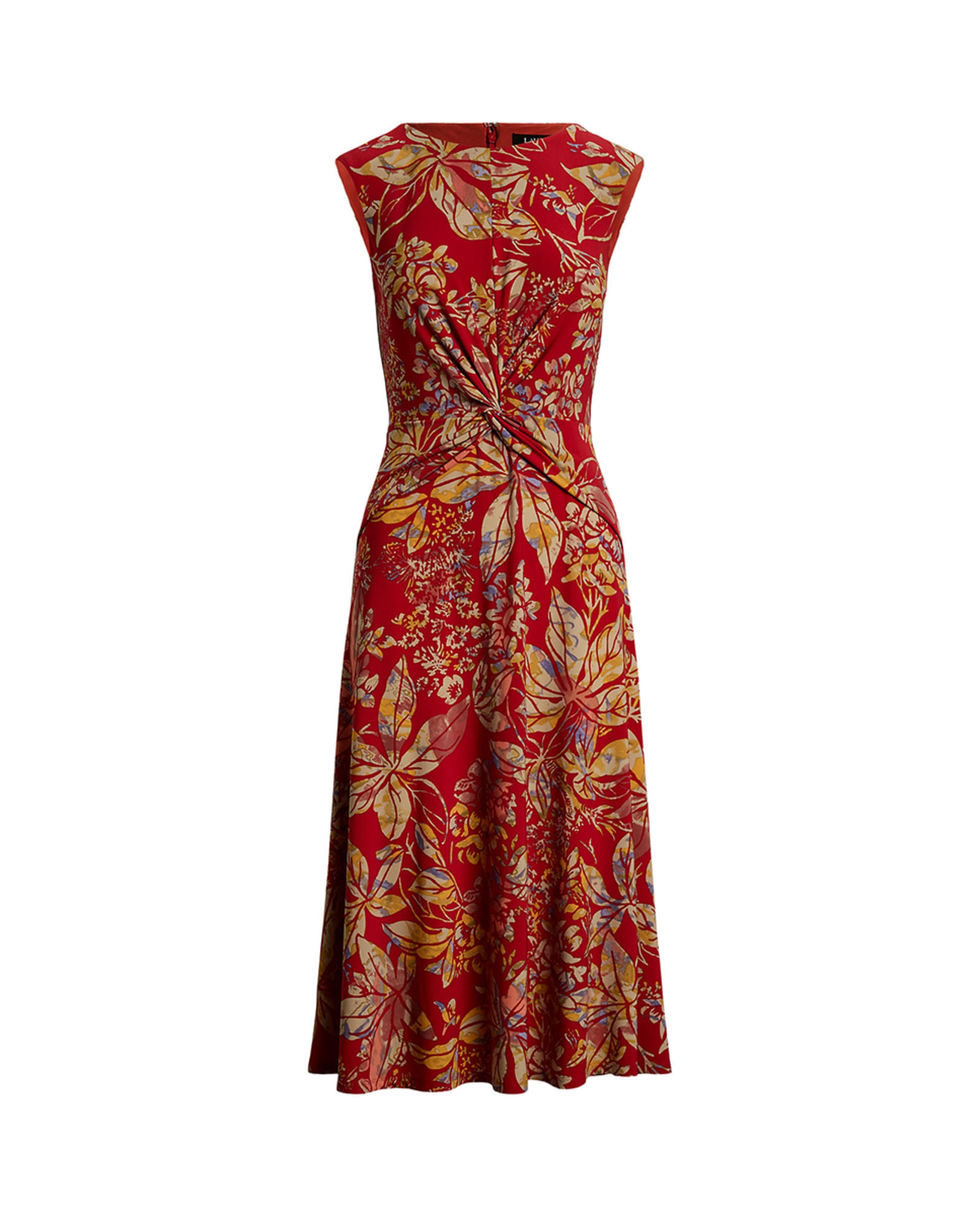 Vestido Midi com Detalhe Entrançado na Cintura Vermelho-5