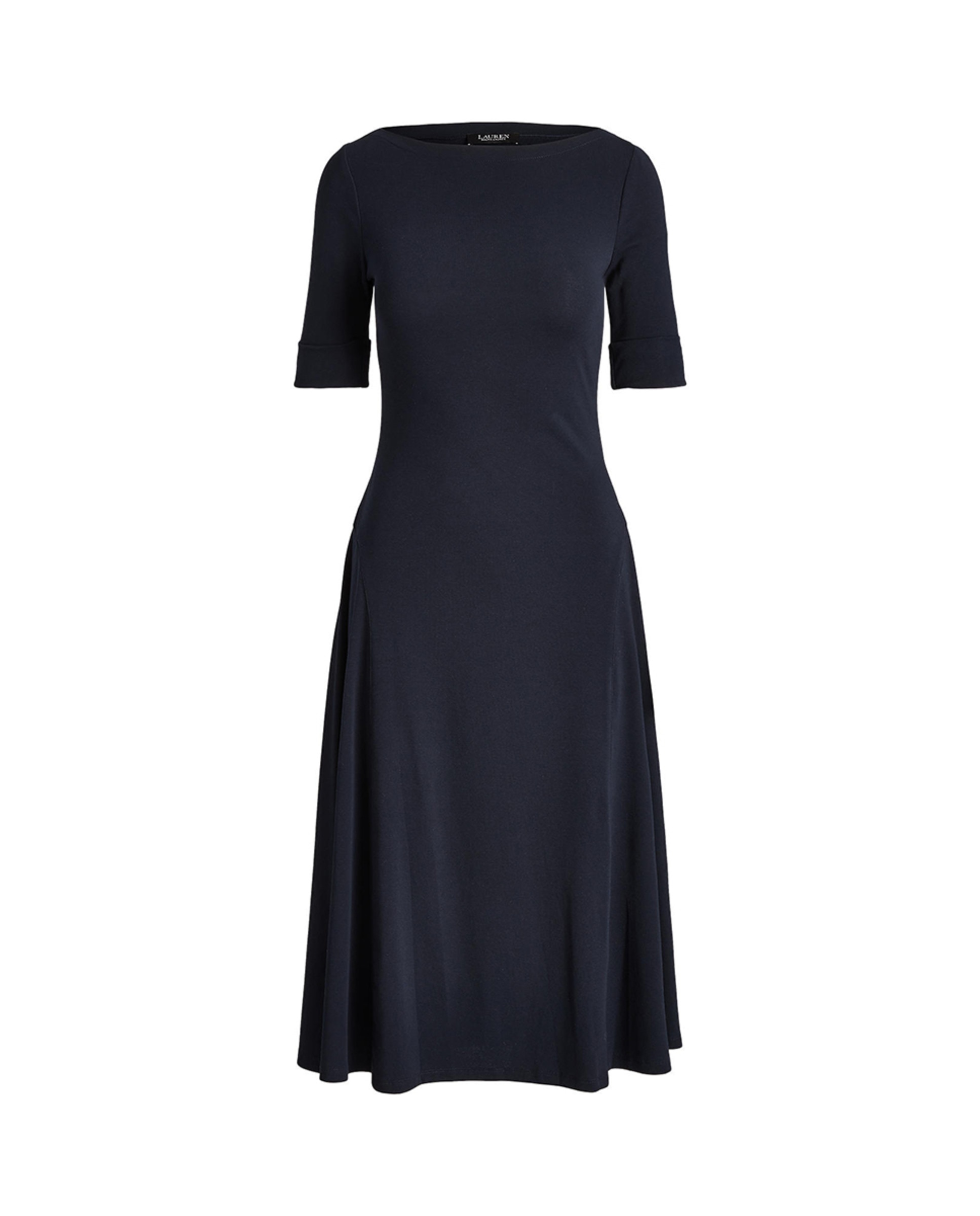 Vestido midi de algodão elástico Azul-marinho-5