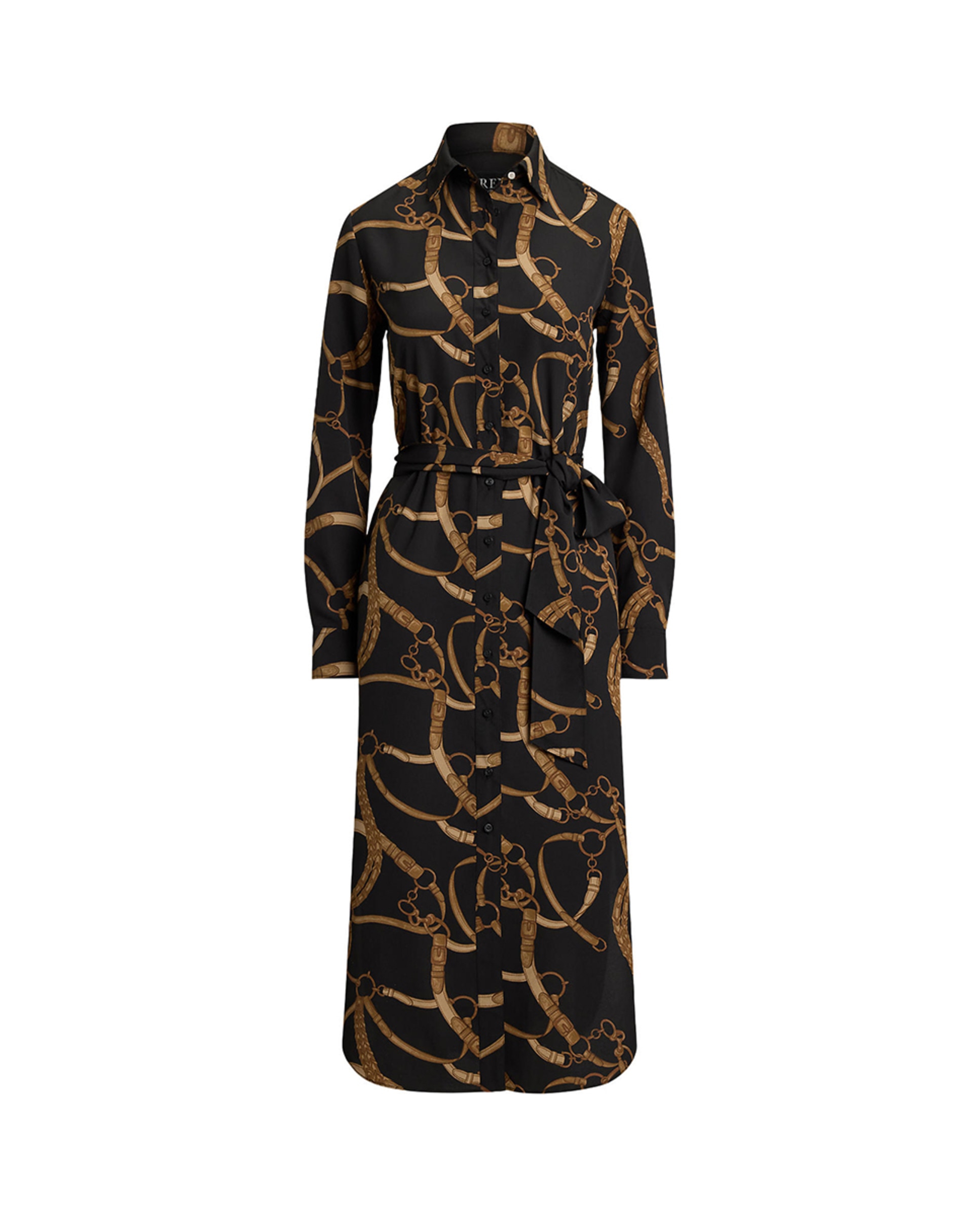 Vestido camiseiro com estampado Preto-5