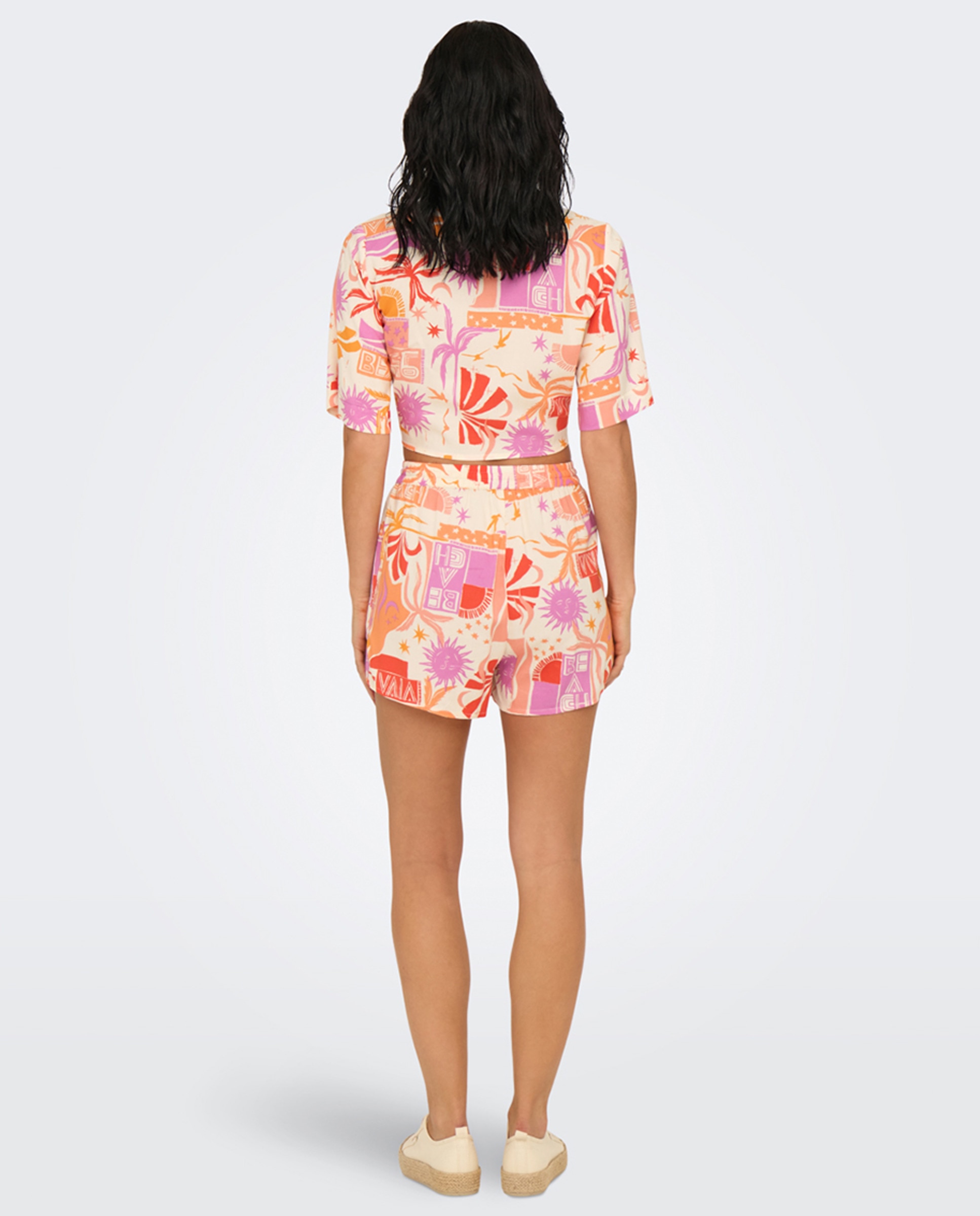 Calções com Estampado Laranja-3