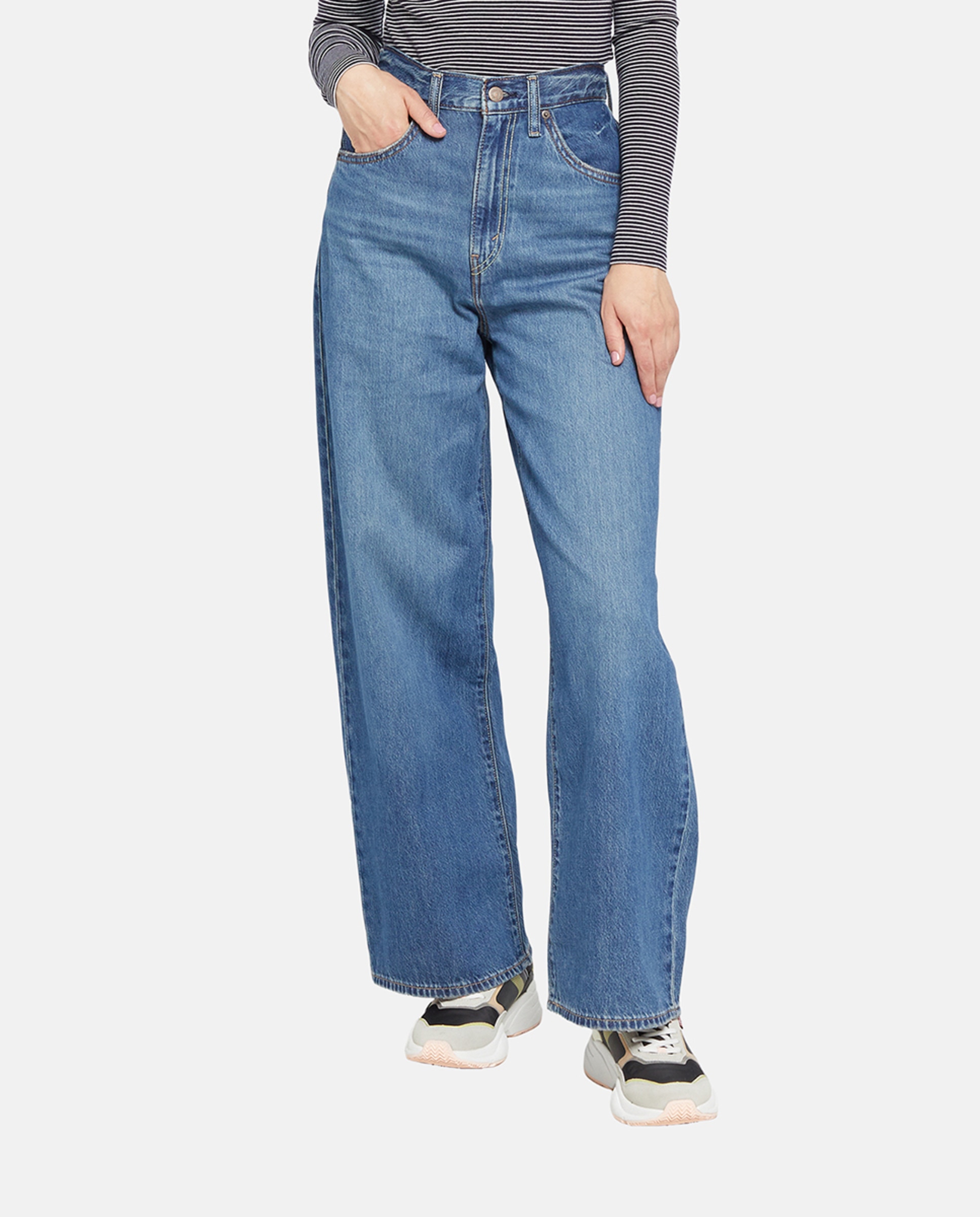 Jeans Largas Cinch Baggy™ de Cintura Subida Azul-2