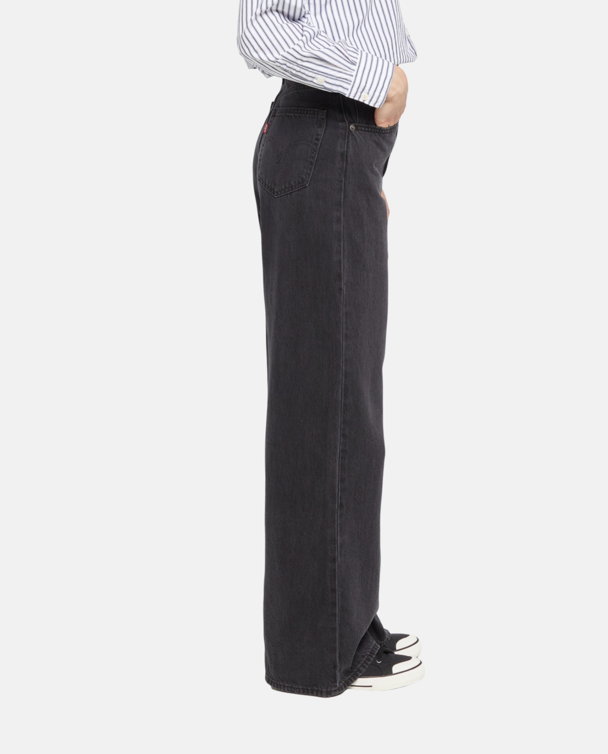 Jeans Largas Cinch Baggy™ de Cintura Subida Preto-4