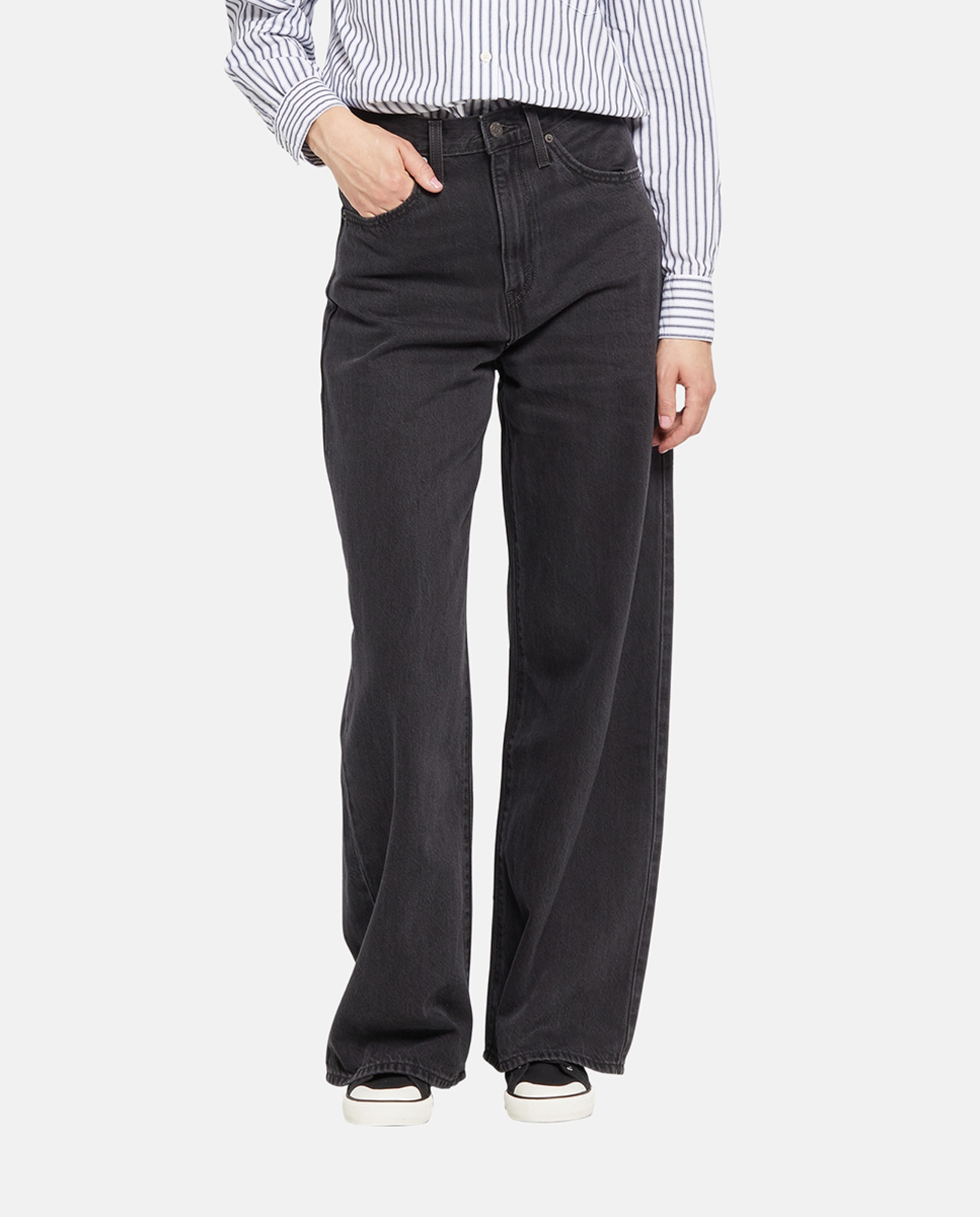 Jeans Largas Cinch Baggy™ de Cintura Subida Preto-2