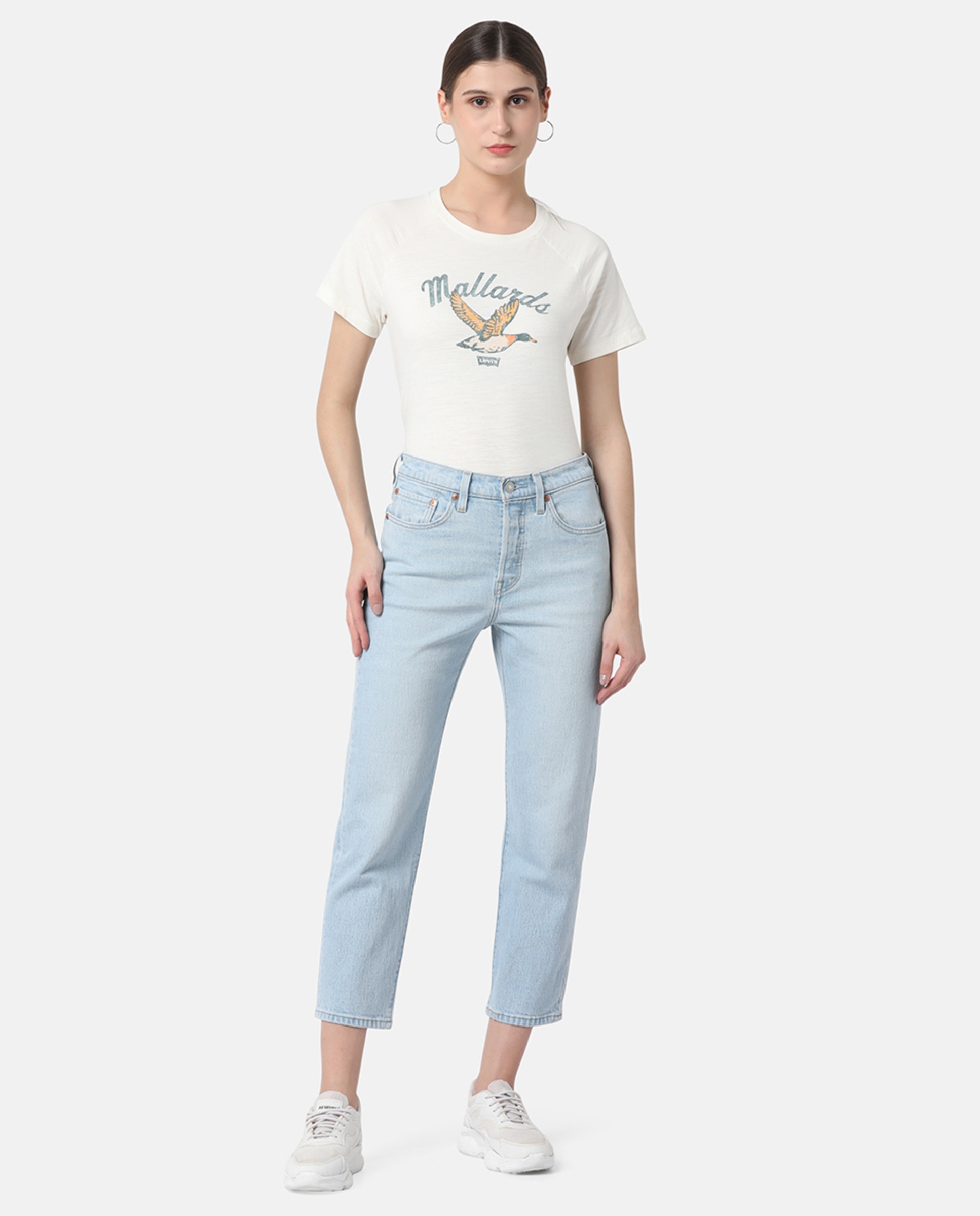 Jeans Straight 501® Crop de Cintura Média Azul-claro-1