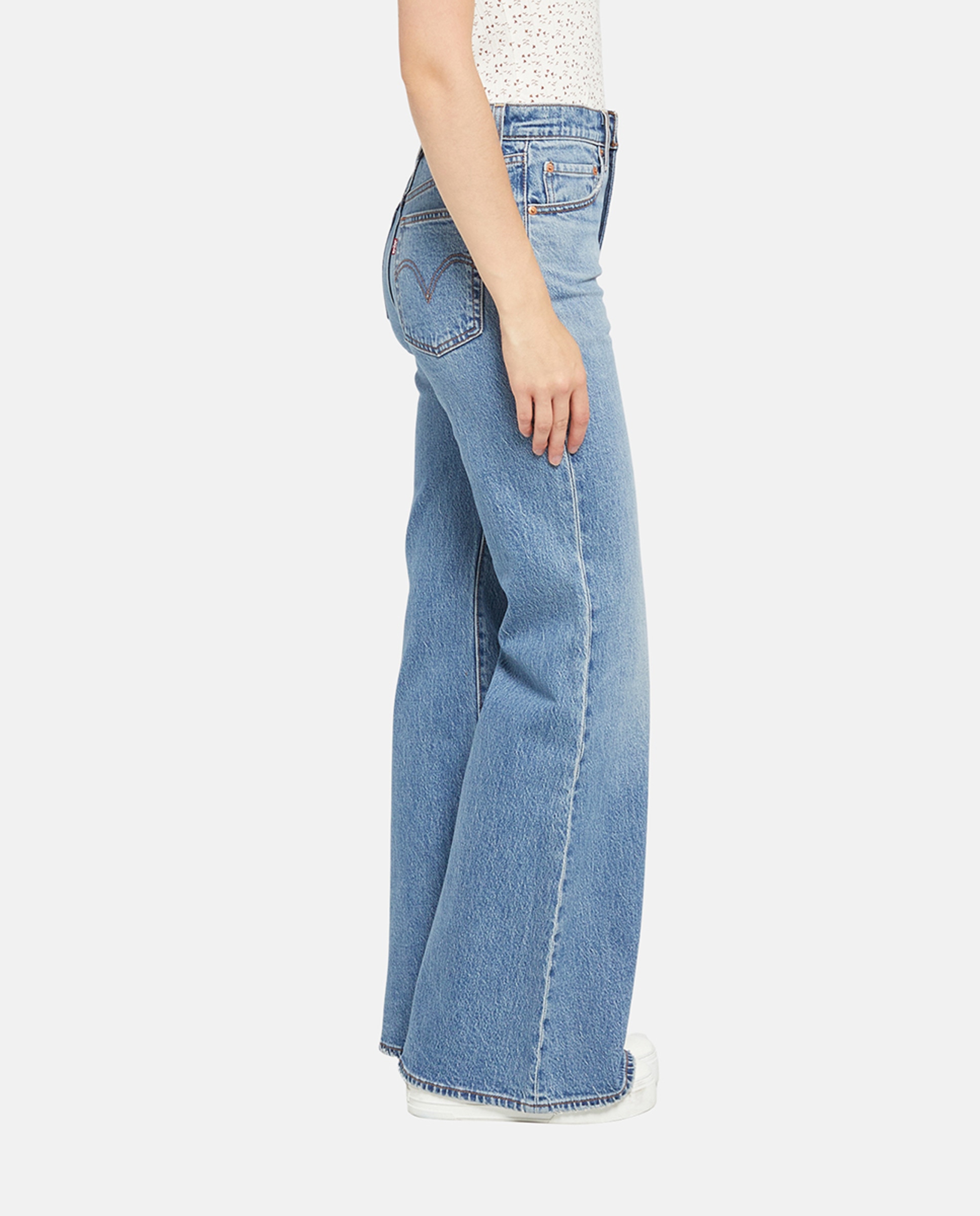 Jeans Straight Ribcage™ Bells de Cintura Subida Azul-4