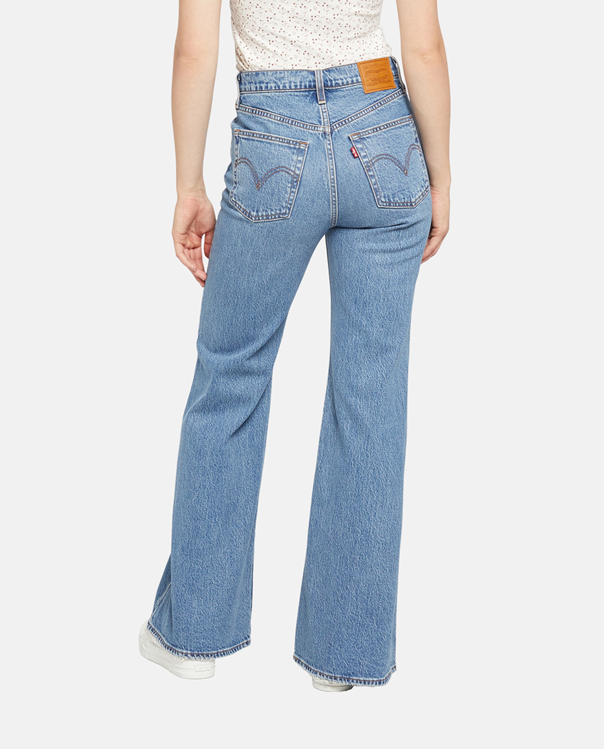 Jeans Straight Ribcage™ Bells de Cintura Subida Azul-3