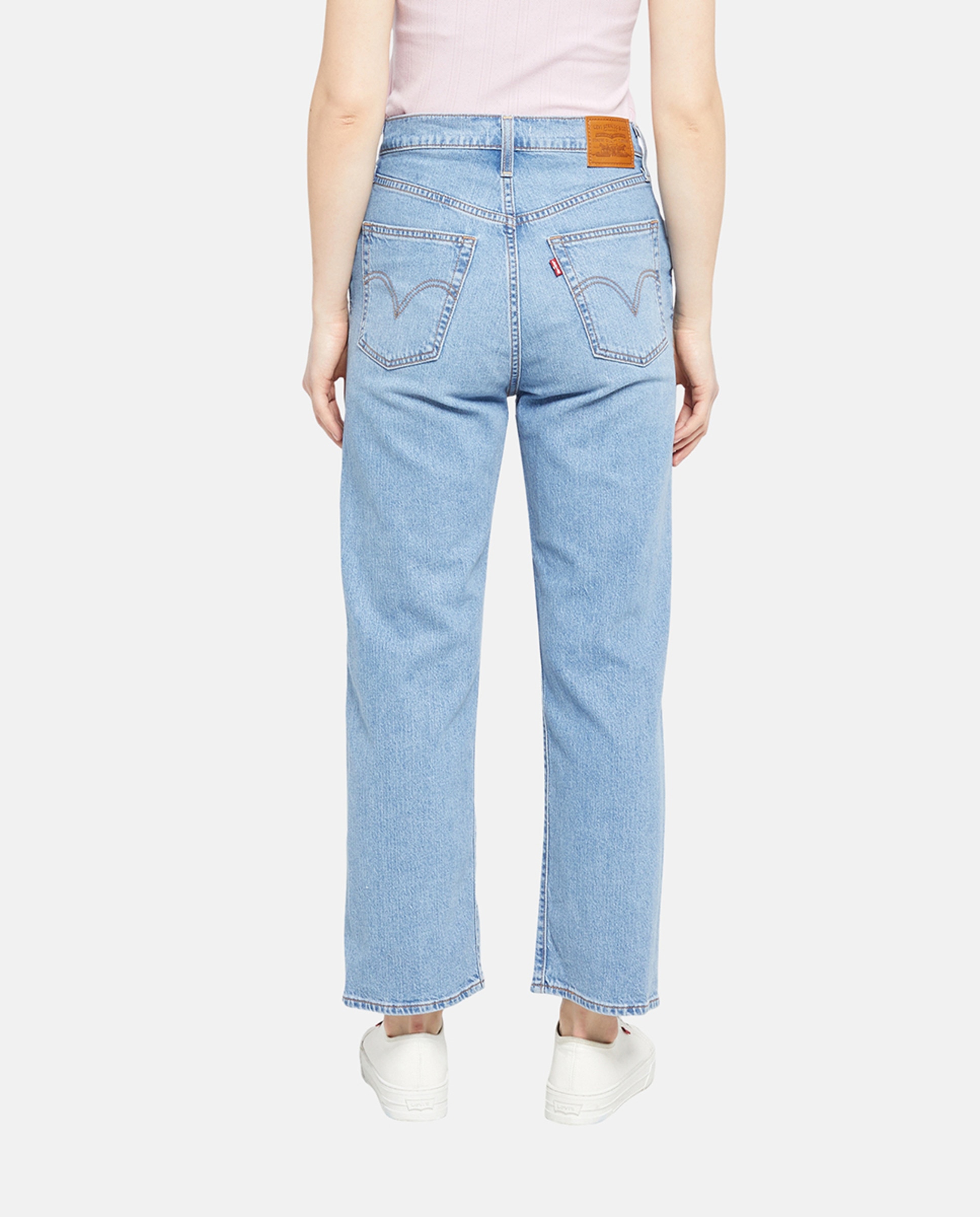 Jeans Straight Ribcage™ Straight Ankle de Cintura Subida Azul-claro-3