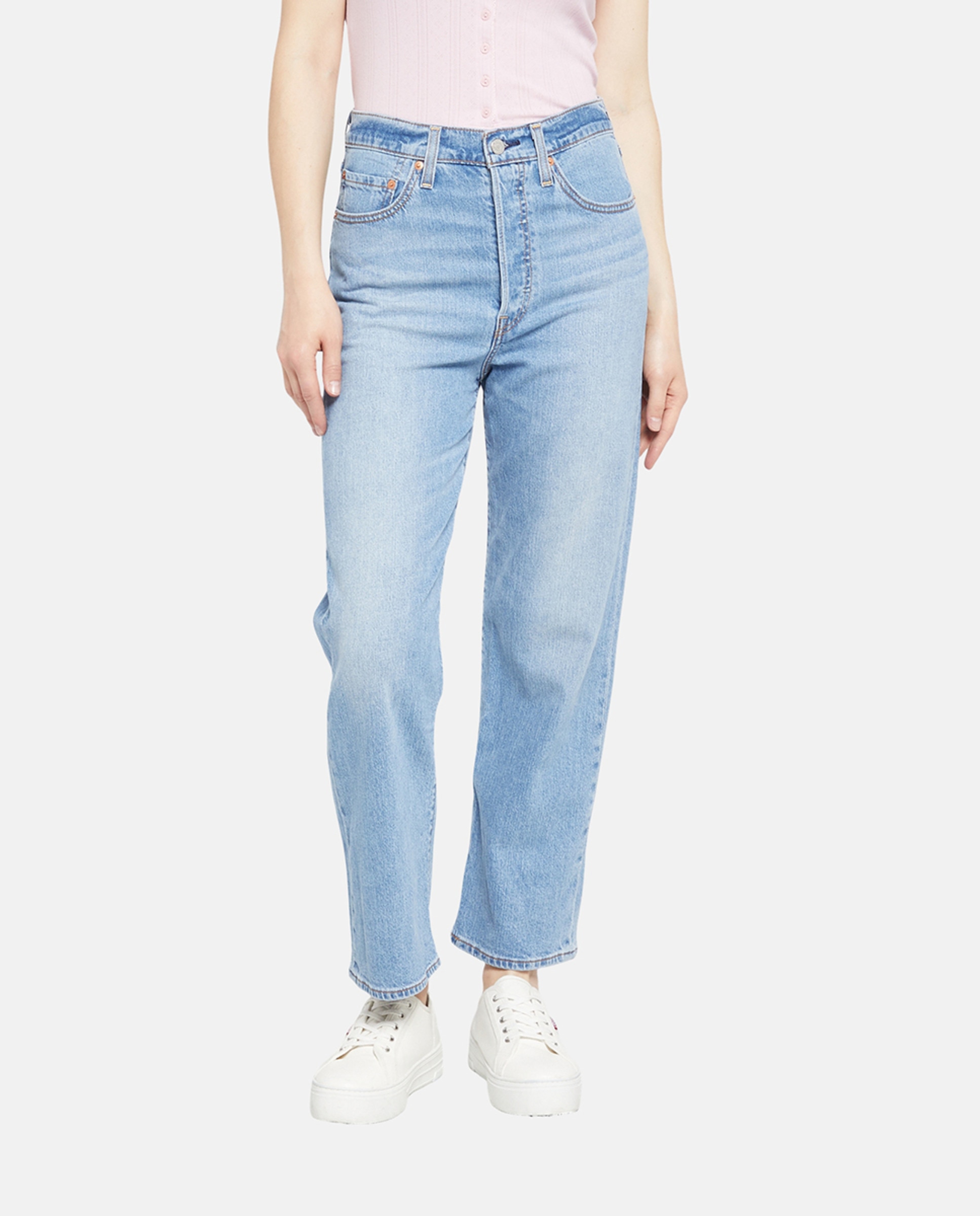 Jeans Straight Ribcage™ Straight Ankle de Cintura Subida Azul-claro-2