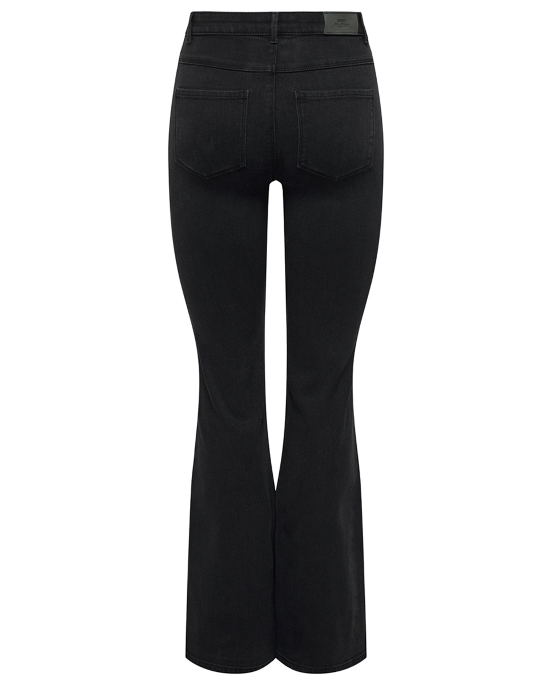 Jeans à boca de sino básicas Preto-4