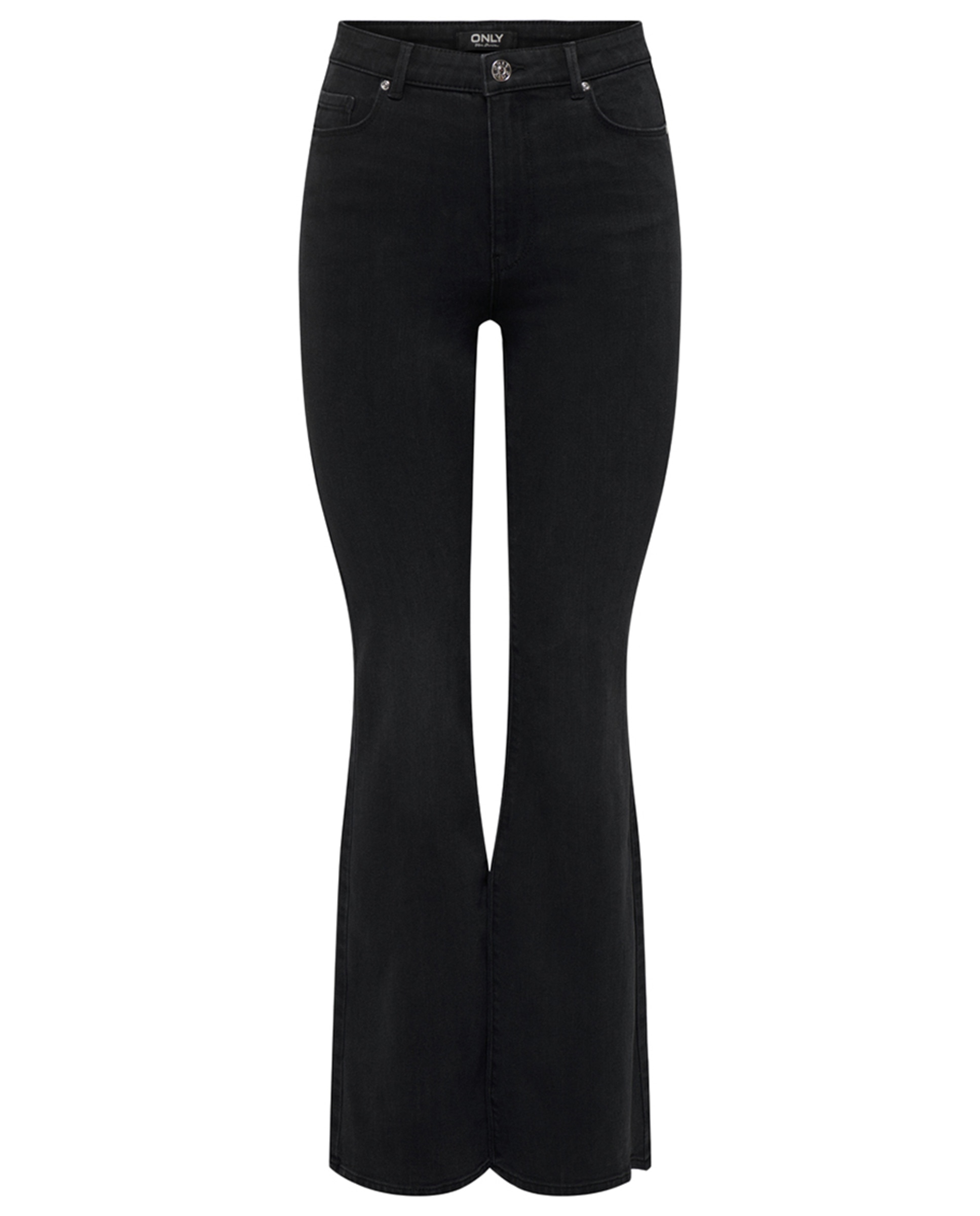 Jeans à boca de sino básicas Preto-3