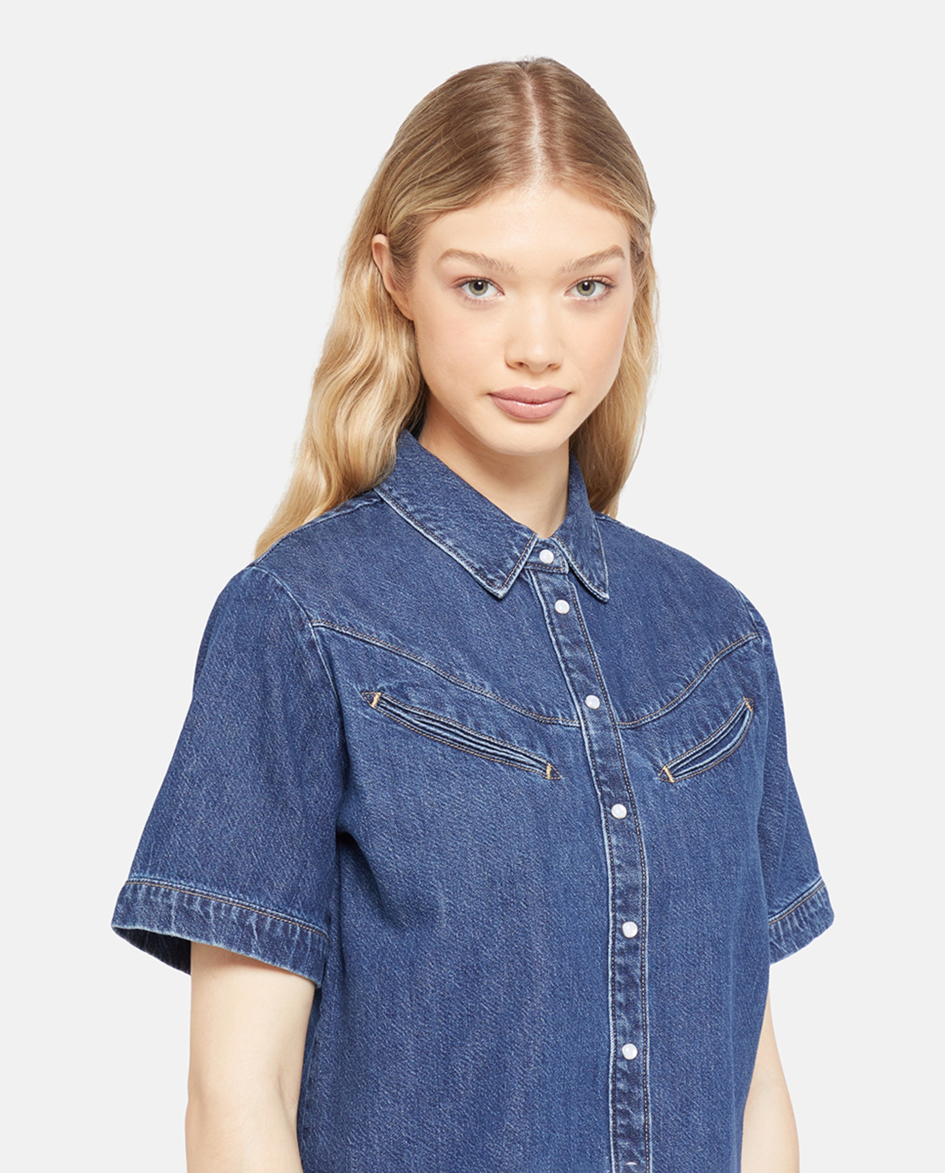 Camisa de Ganga com Manga Curta Azul-marinho-3