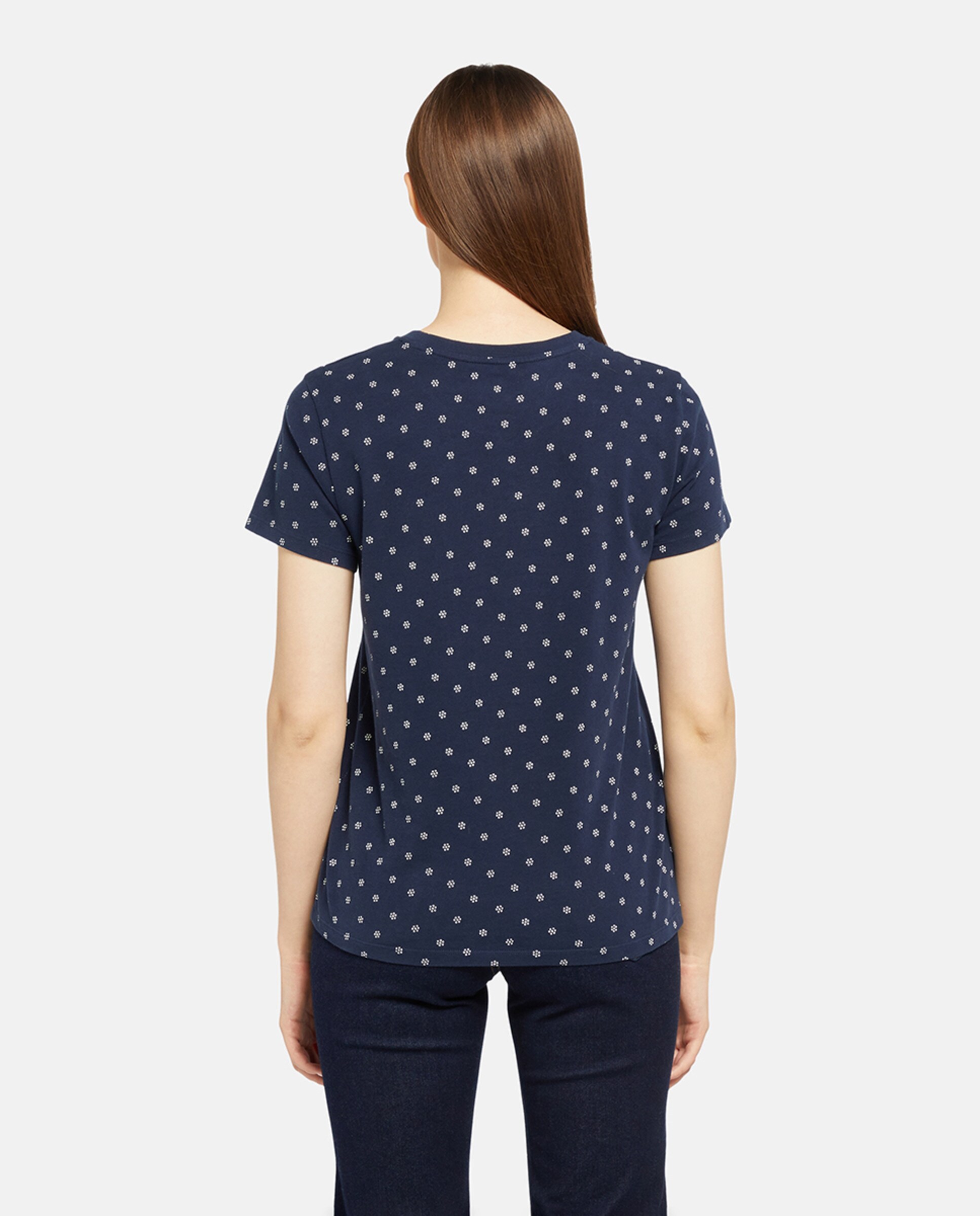 T-shirt de mulher com manga curta e decote redondo Branco-2