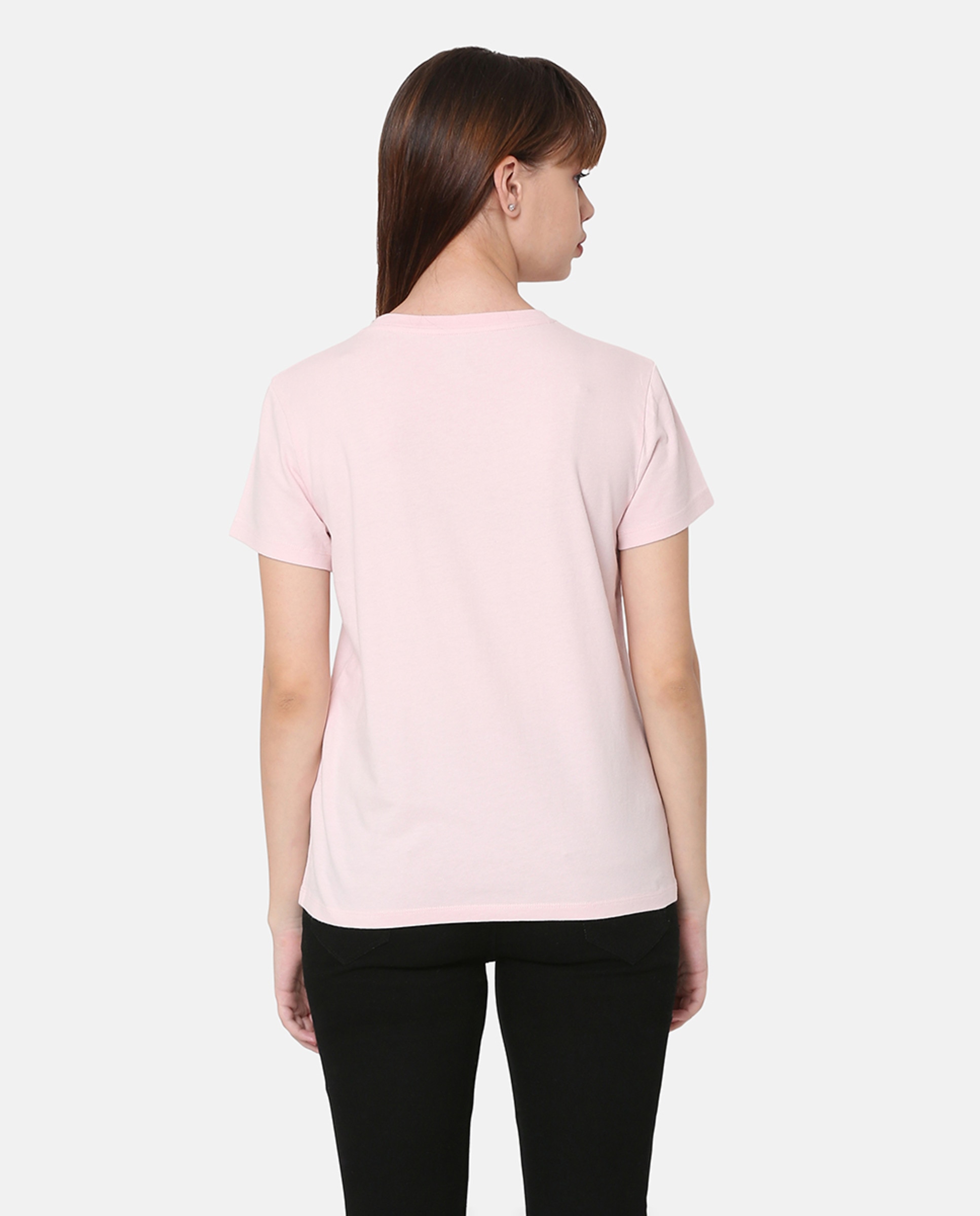 T-shirt de mulher com manga curta e decote redondo Rosa-2